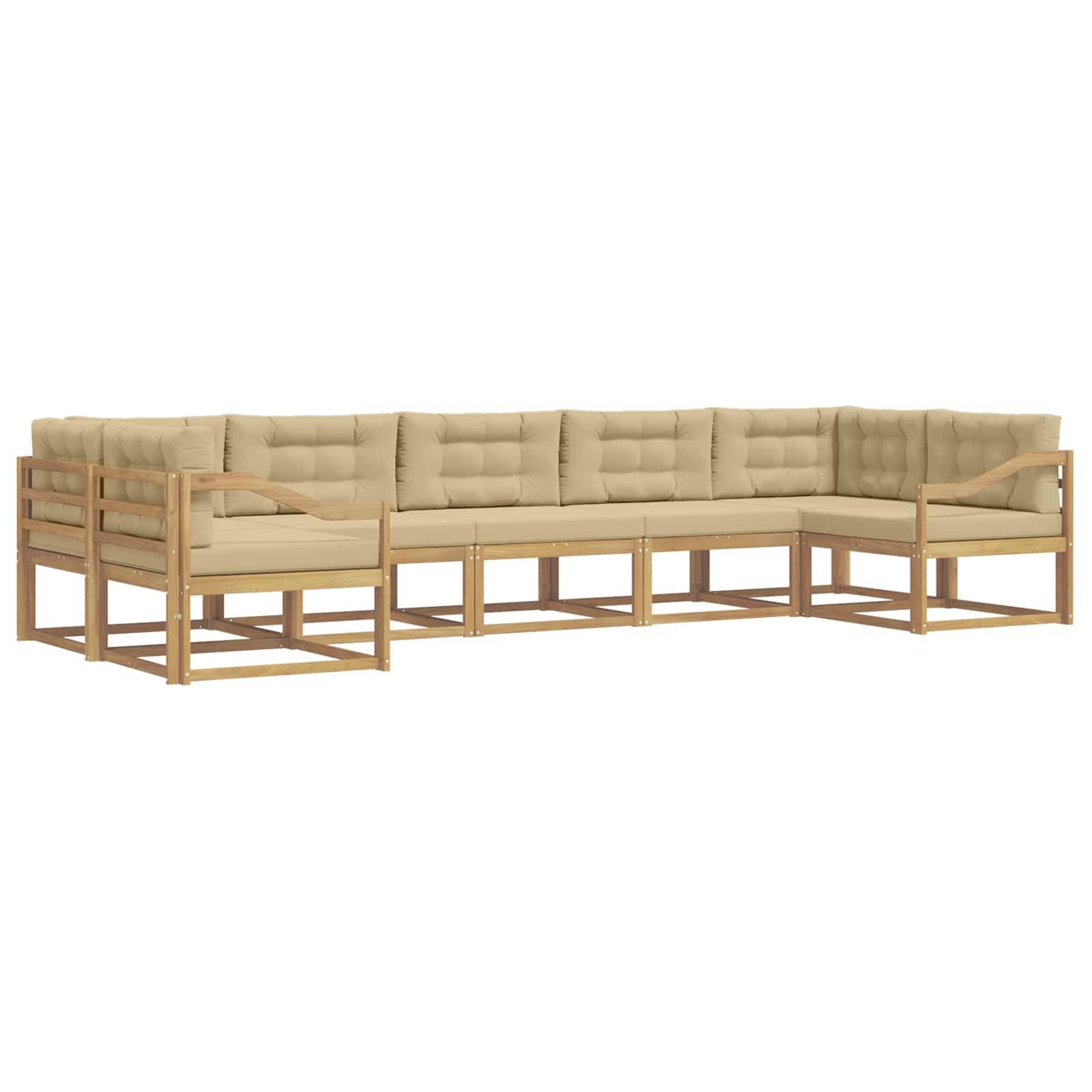 vidaXL Outdoor-Sofagarnitur mit Kissen 7 pcs Weiß und Beige