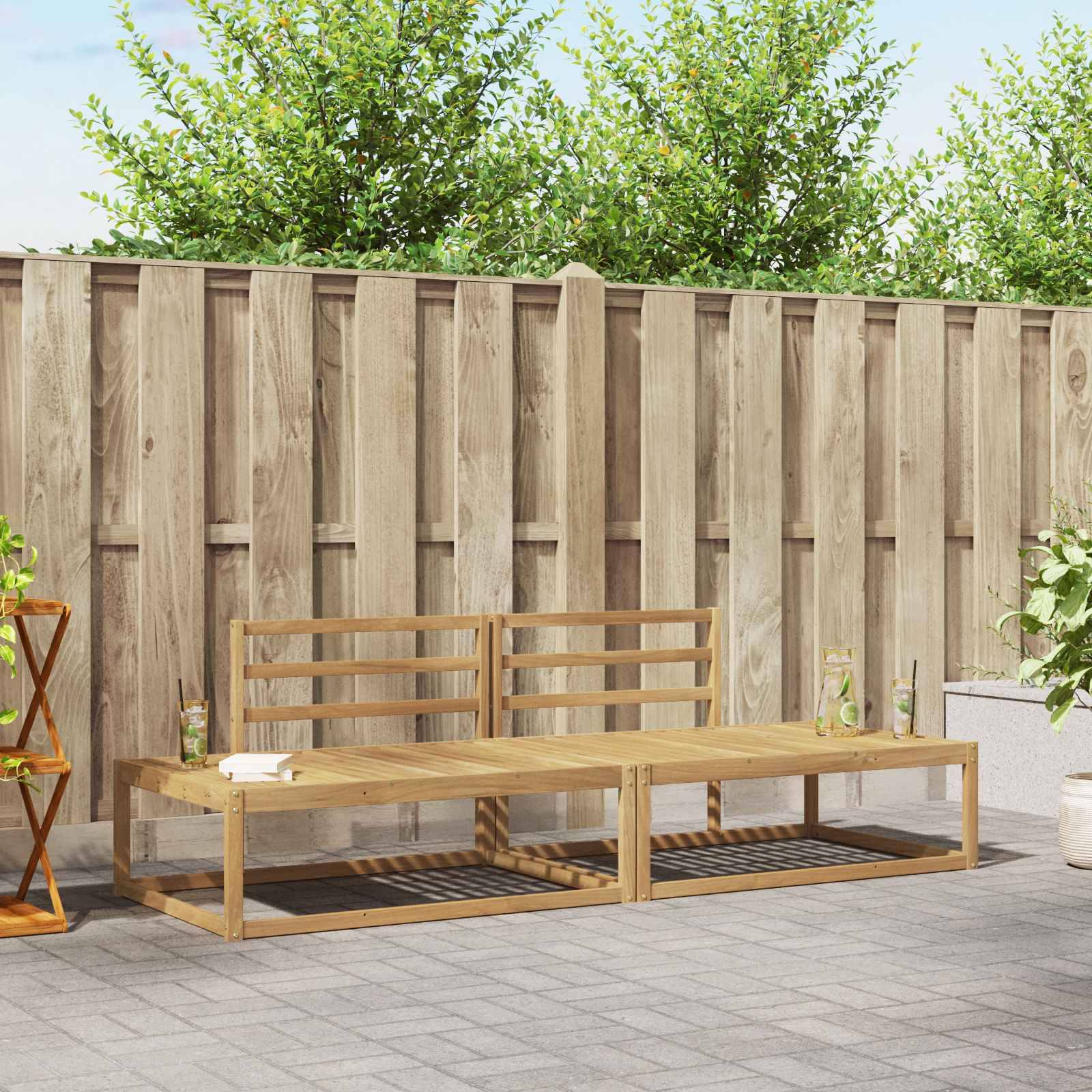 vidaXL Outdoor-Sofagarnitur Weiß 230,5 x 83 x 73 cm Massivholz Akazie