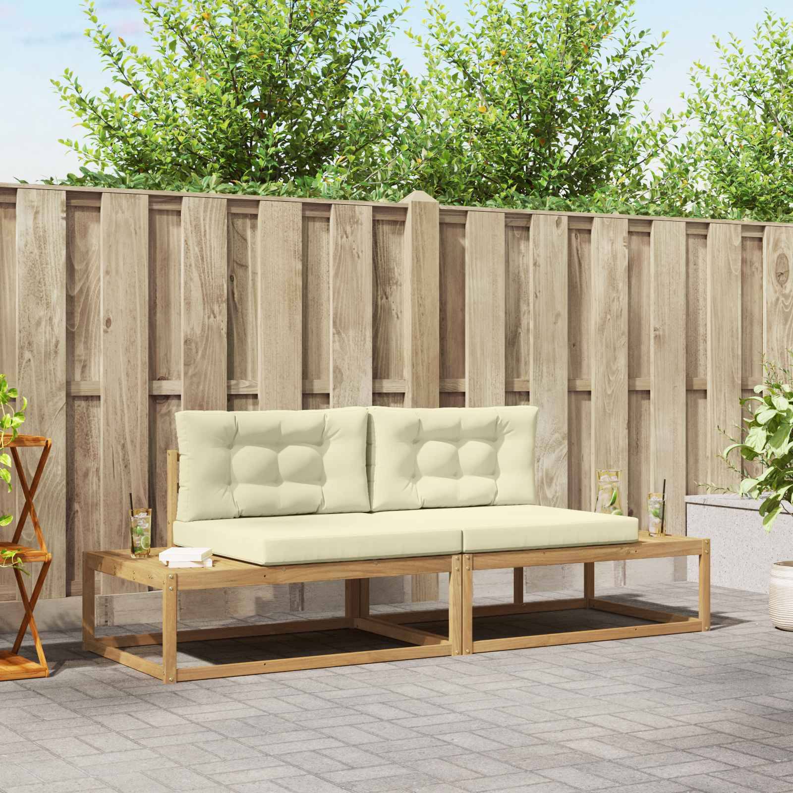 vidaXL Outdoor-Sofagarnitur Weiß 230,5 x 83 x 73 cm Polyester