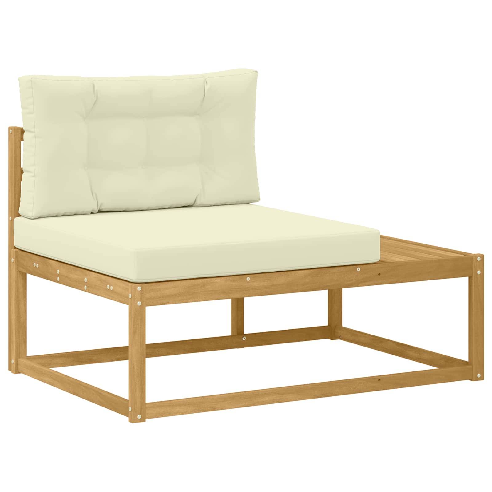 vidaXL Outdoor End Sofa mit Kissen Weiß 115 x 83 x 73 cm Polyester
