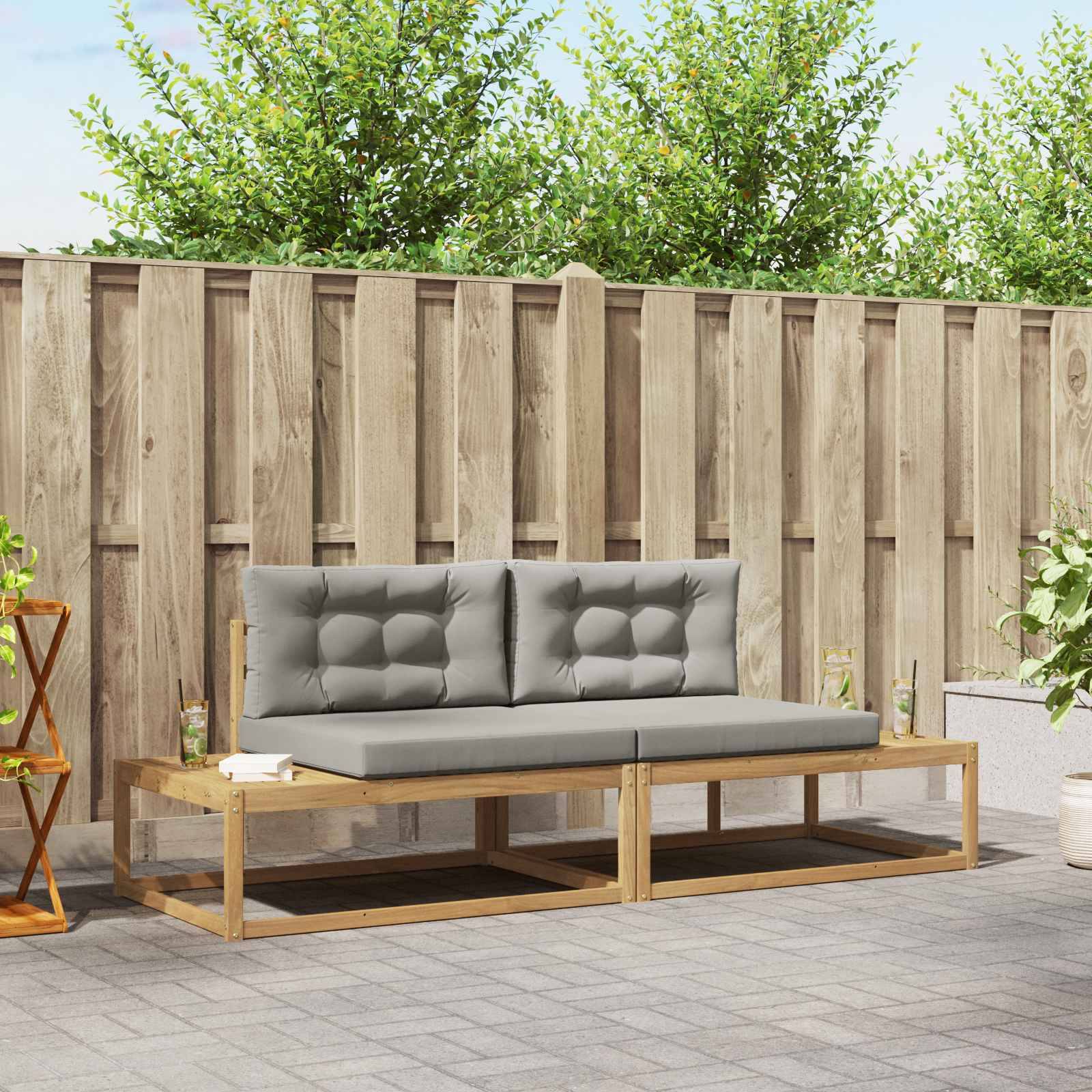 vidaXL Outdoor-Sofagarnitur Weiß 230,5 x 83 x 73 cm Polyester