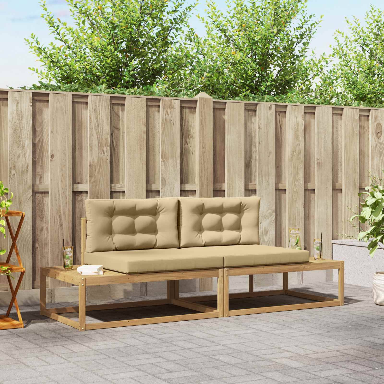 vidaXL Outdoor-Sofagarnitur Weiß 230,5 x 83 x 73 cm Polyester