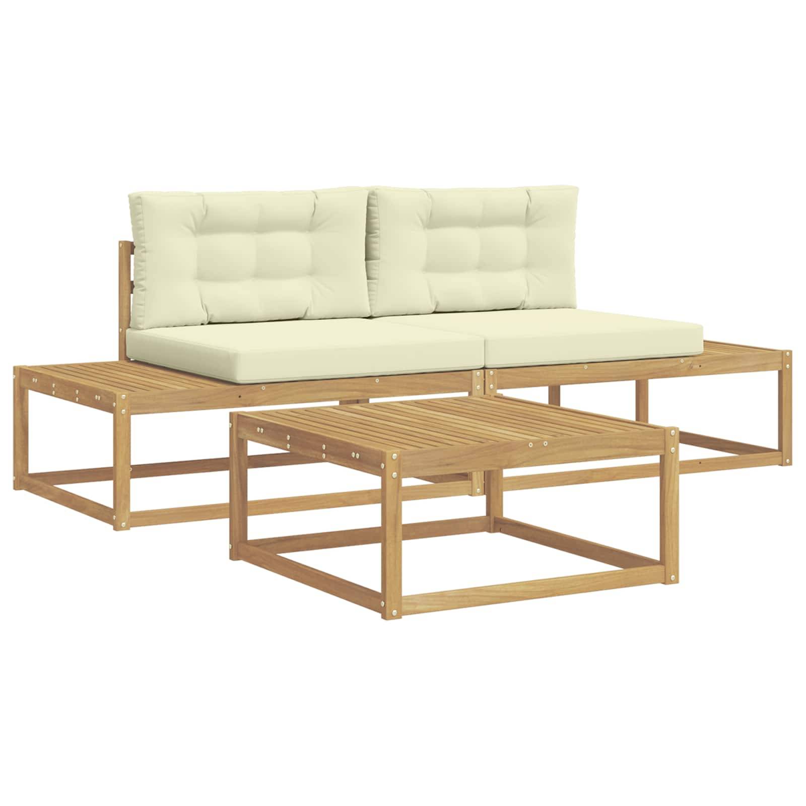 vidaXL Outdoor-Sofagarnitur mit Kissen Weiß 79 x 79 x 37 cm Polyester