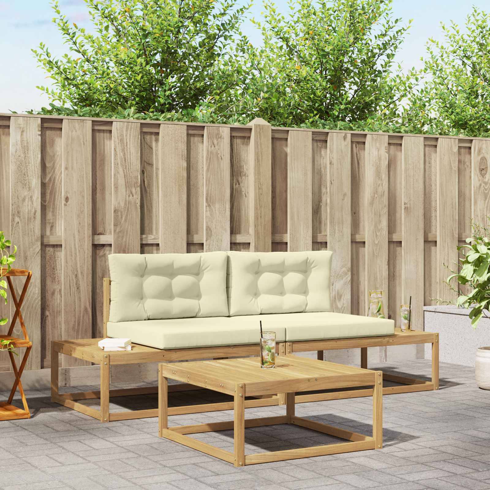 vidaXL Outdoor-Sofagarnitur mit Kissen Weiß 79 x 79 x 37 cm Polyester