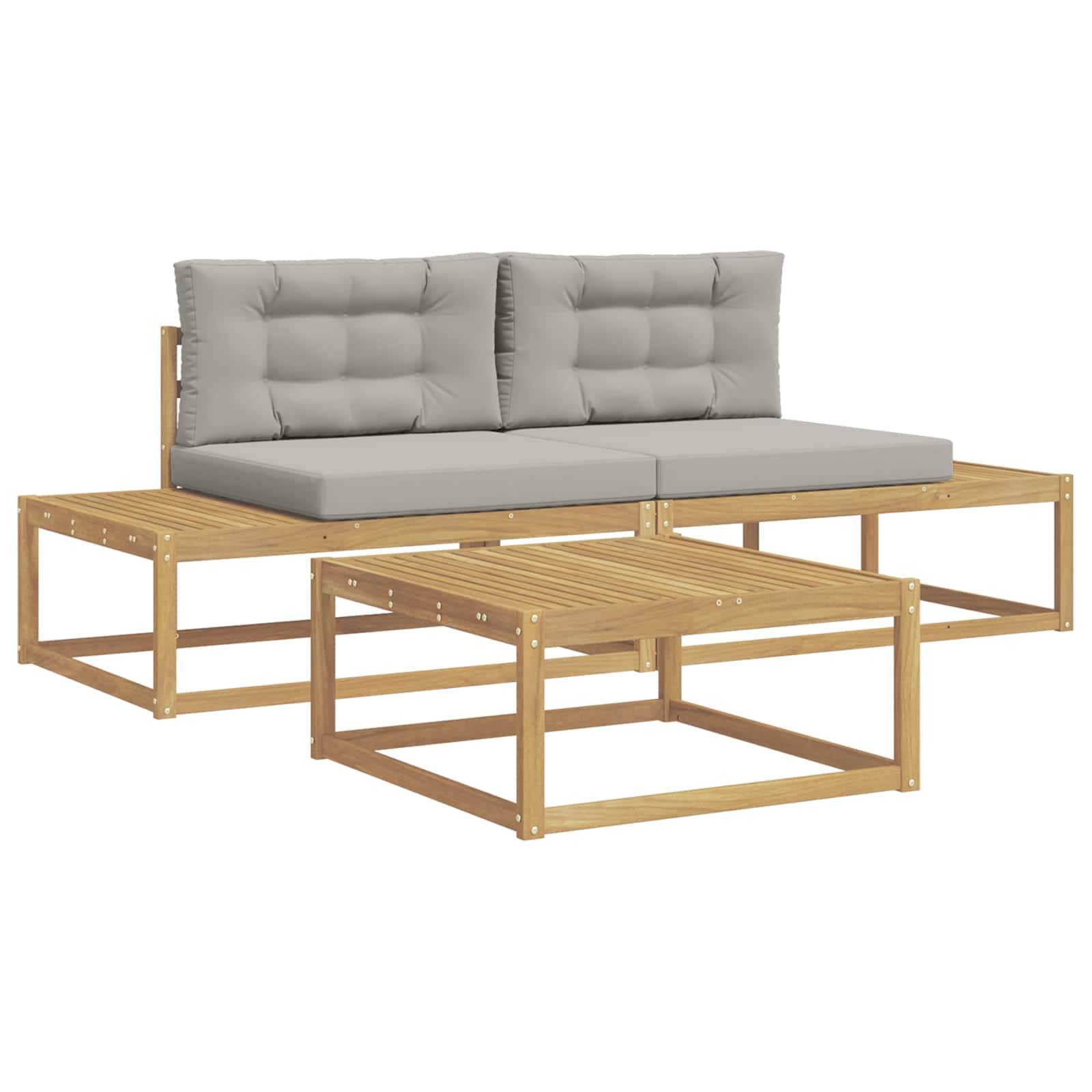 vidaXL Outdoor-Sofagarnitur mit Kissen Weiß 79 x 79 x 37 cm Polyester