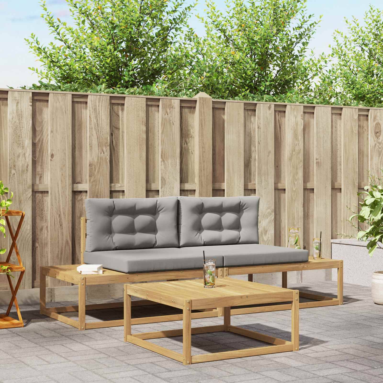 vidaXL Outdoor-Sofagarnitur mit Kissen Weiß 79 x 79 x 37 cm Polyester