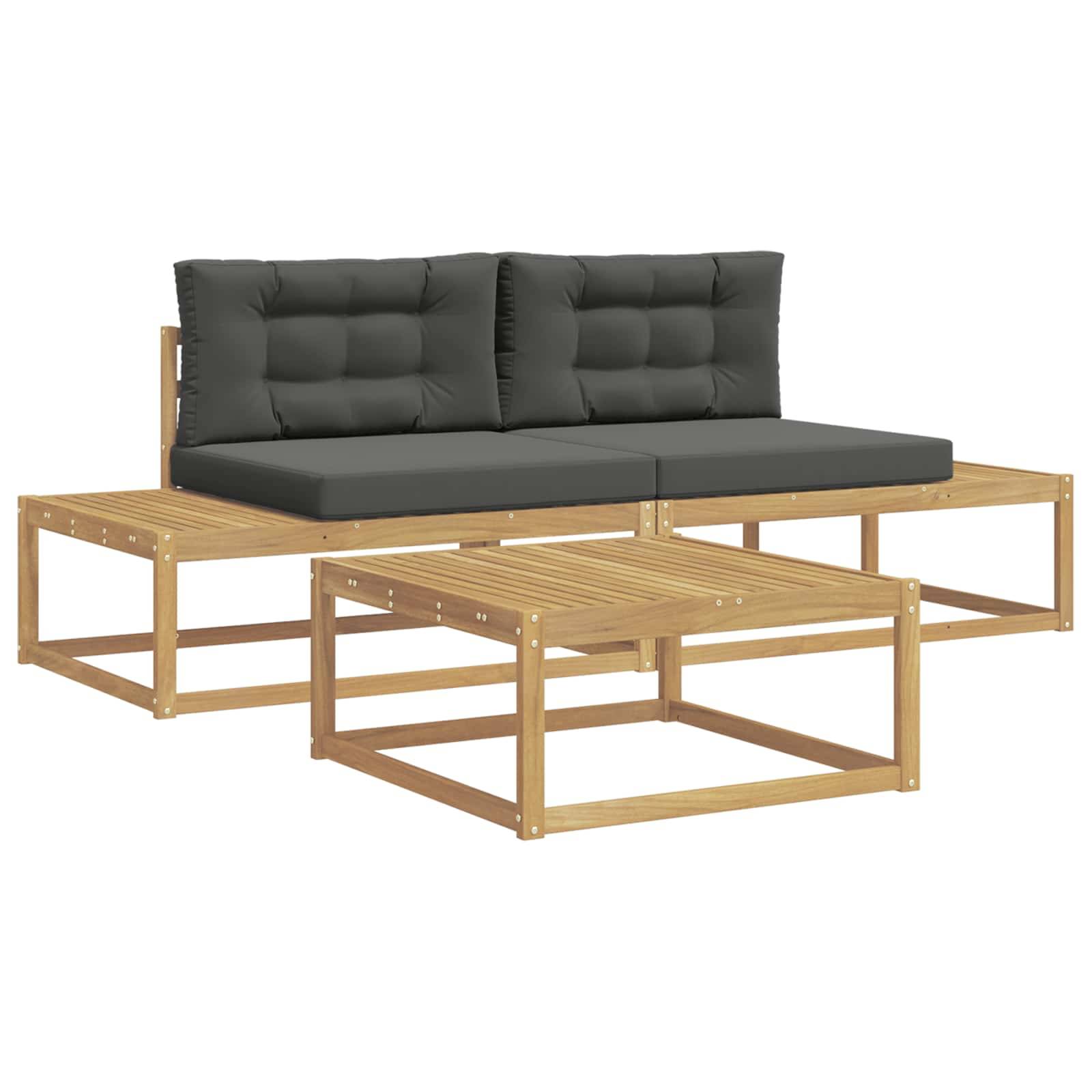 vidaXL Outdoor-Sofagarnitur mit Kissen Weiß 79 x 79 x 37 cm Polyester