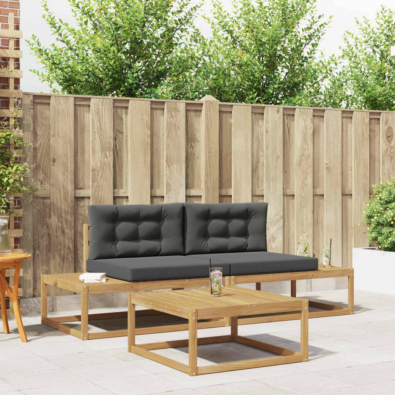 vidaXL Outdoor-Sofagarnitur mit Kissen Weiß 79 x 79 x 37 cm Polyester