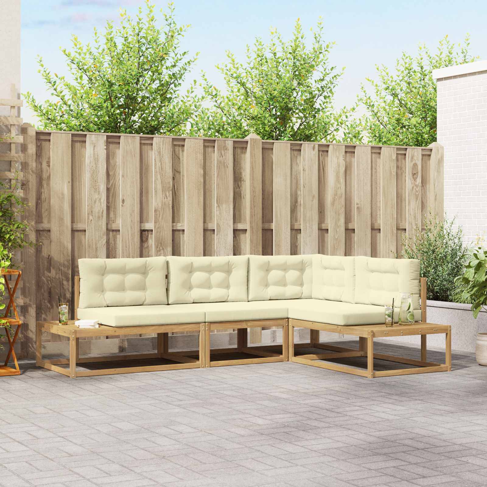 vidaXL Outdoor-Sofagarnitur Weiß 277,5 x 198,5 x 73 cm Polyester