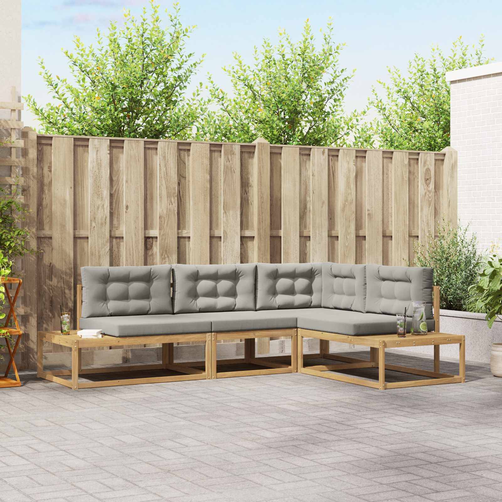vidaXL Outdoor-Sofagarnitur Weiß 277,5 x 198,5 x 73 cm Polyester