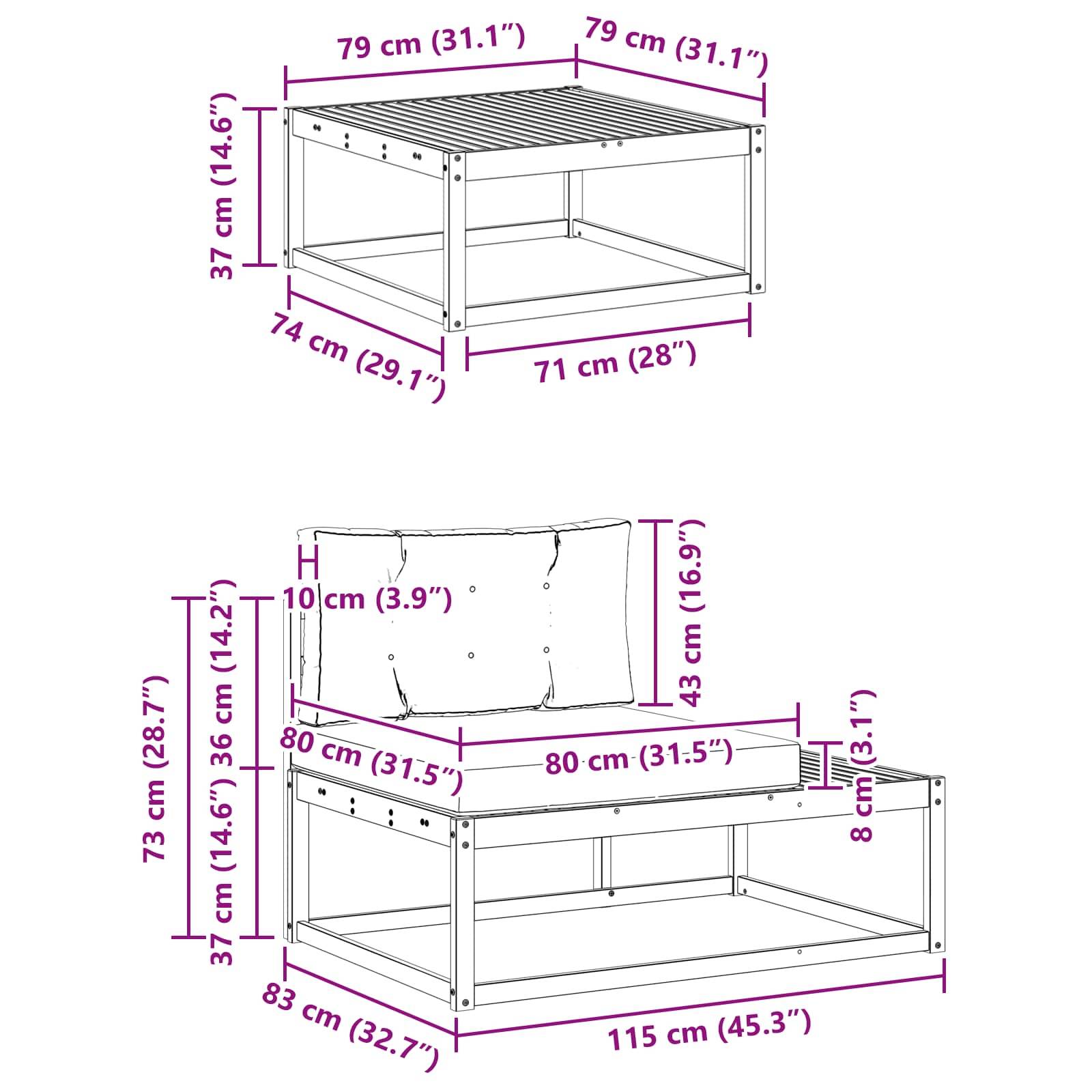 vidaXL Outdoor-Sofagarnitur Weiß 277,5 x 198,5 x 73 cm Polyester