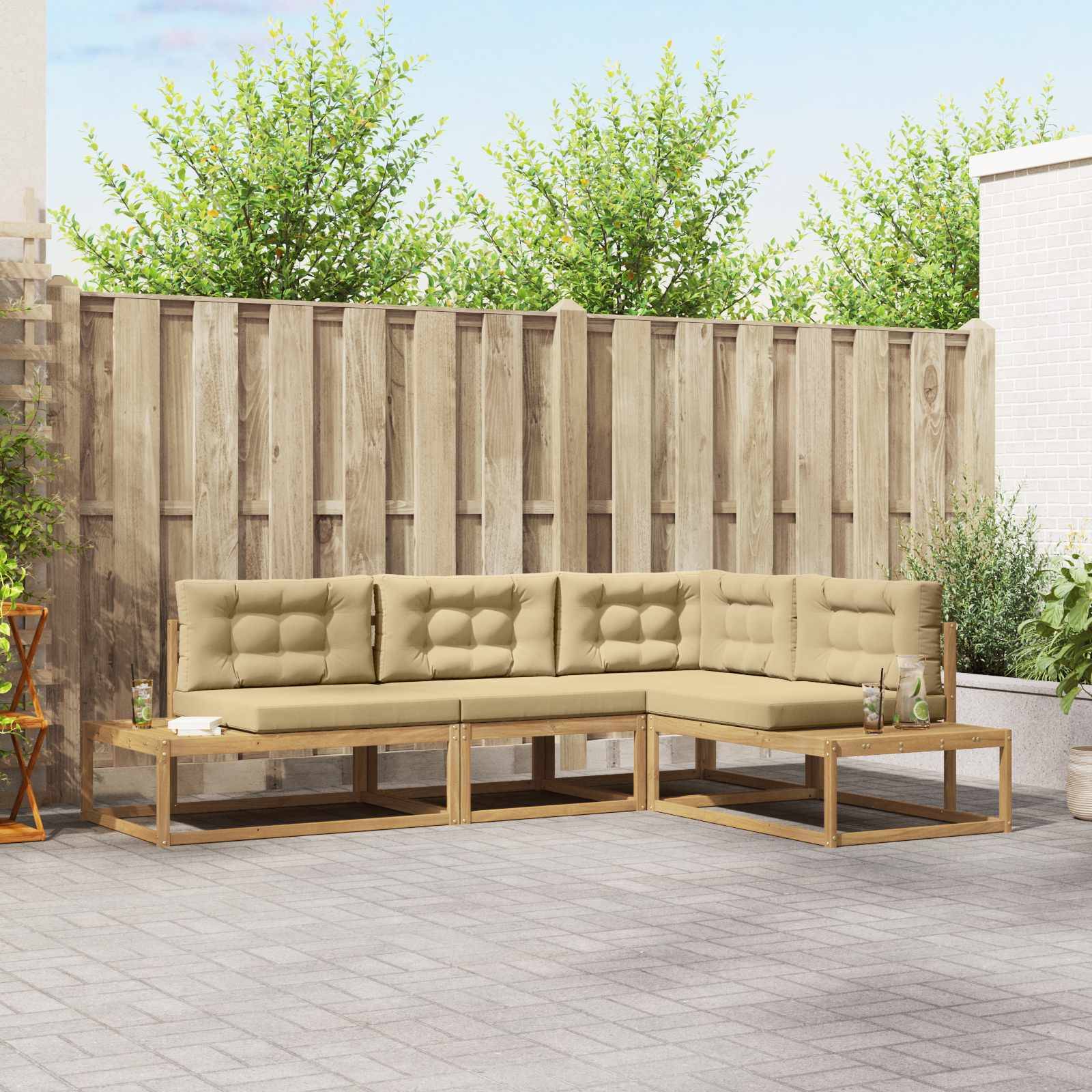 vidaXL Outdoor-Sofagarnitur Weiß 277,5 x 198,5 x 73 cm Polyester