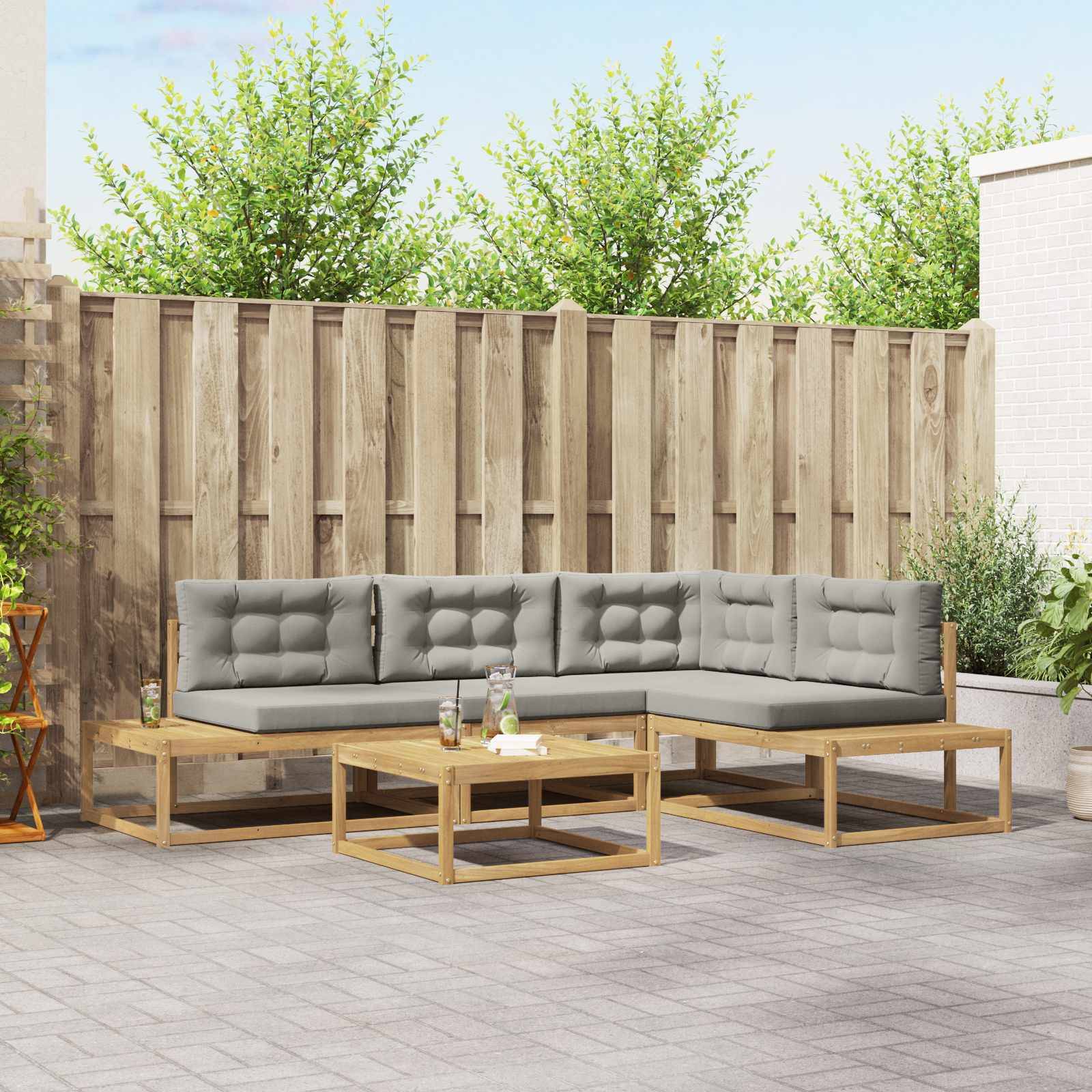 vidaXL Outdoor-Sofagarnitur mit Kissen Weiß 79 x 79 x 37 cm Polyester