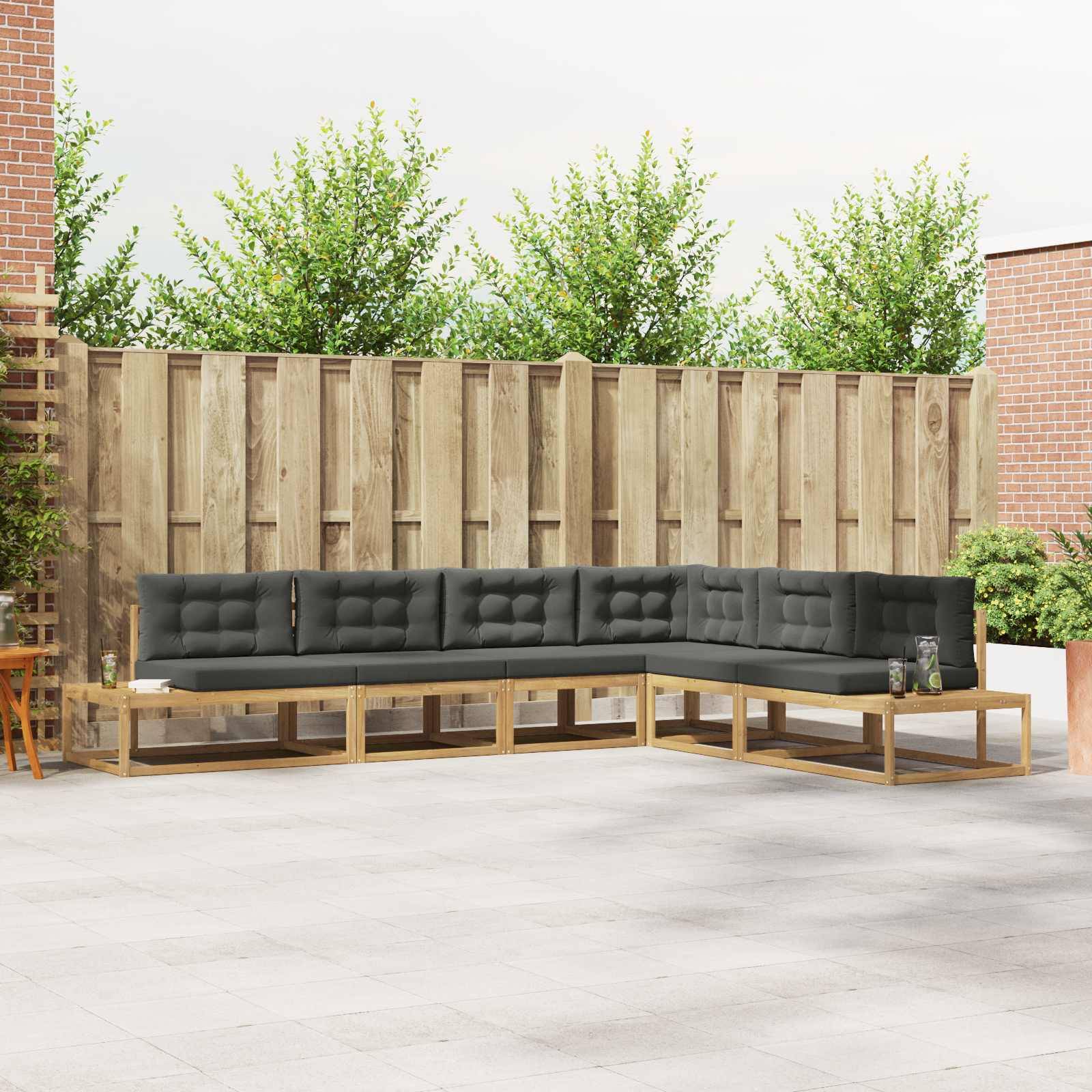 vidaXL Outdoor-Sofagarnitur Weiß 357 x 198,5 x 73 cm Polyester