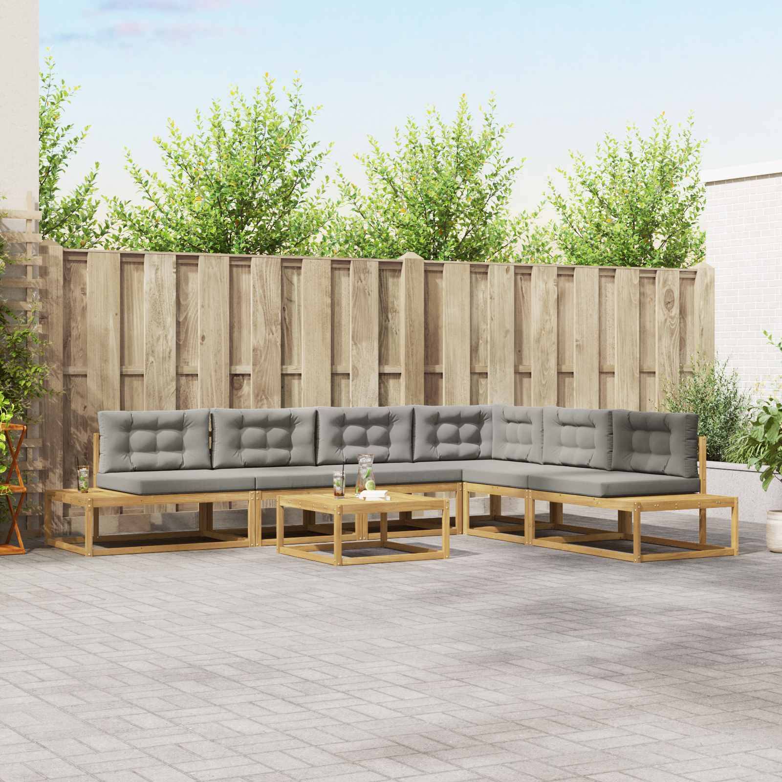 vidaXL Outdoor-Sofagarnitur mit Kissen Weiß 79 x 79 x 37 cm Polyester