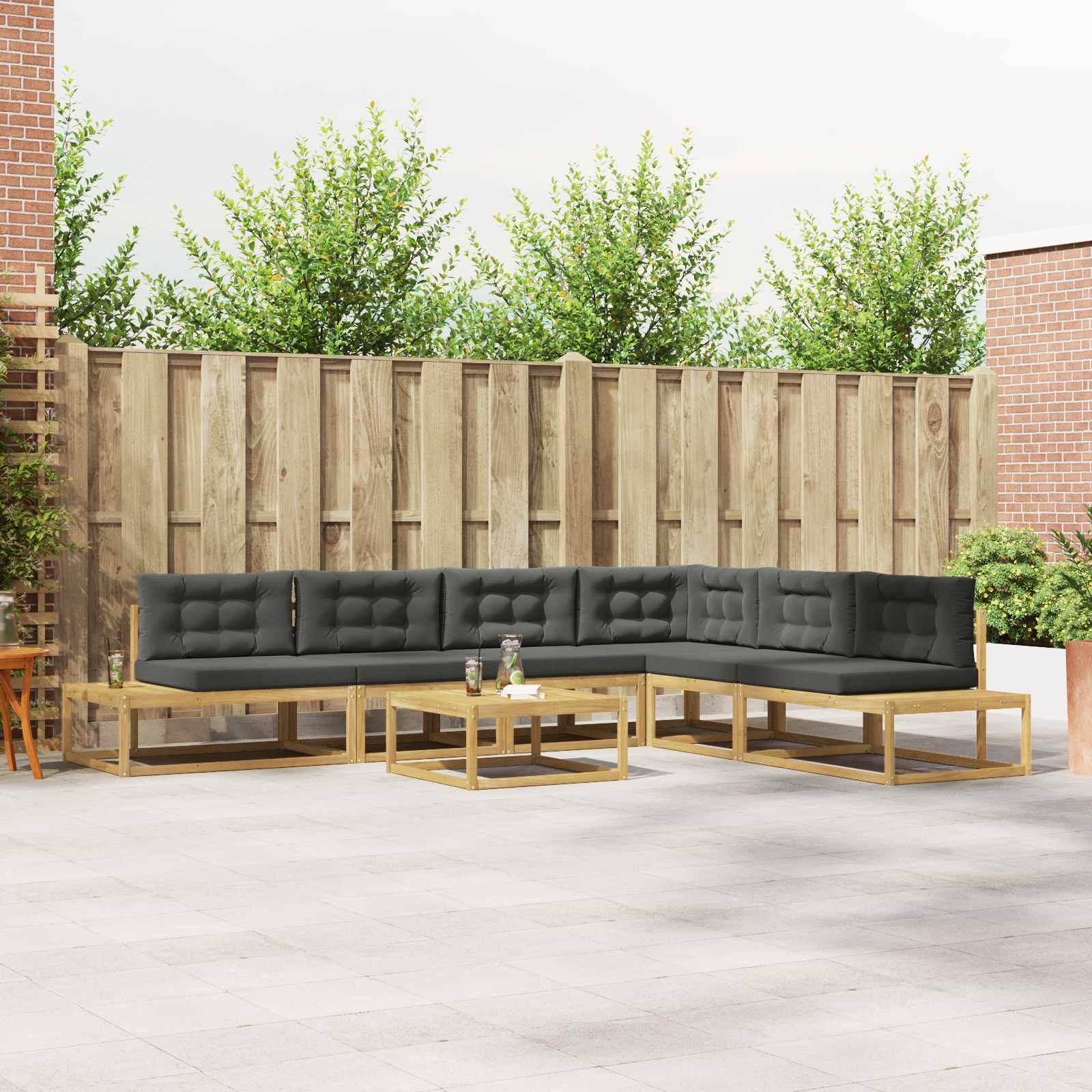 vidaXL Outdoor-Sofagarnitur mit Kissen Weiß 79 x 79 x 37 cm Polyester