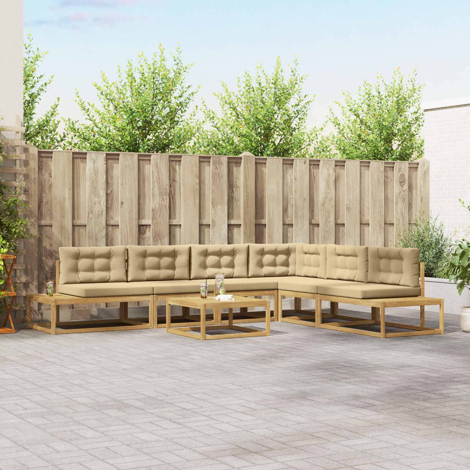 vidaXL Outdoor-Sofagarnitur mit Kissen Weiß 79 x 79 x 37 cm Polyester