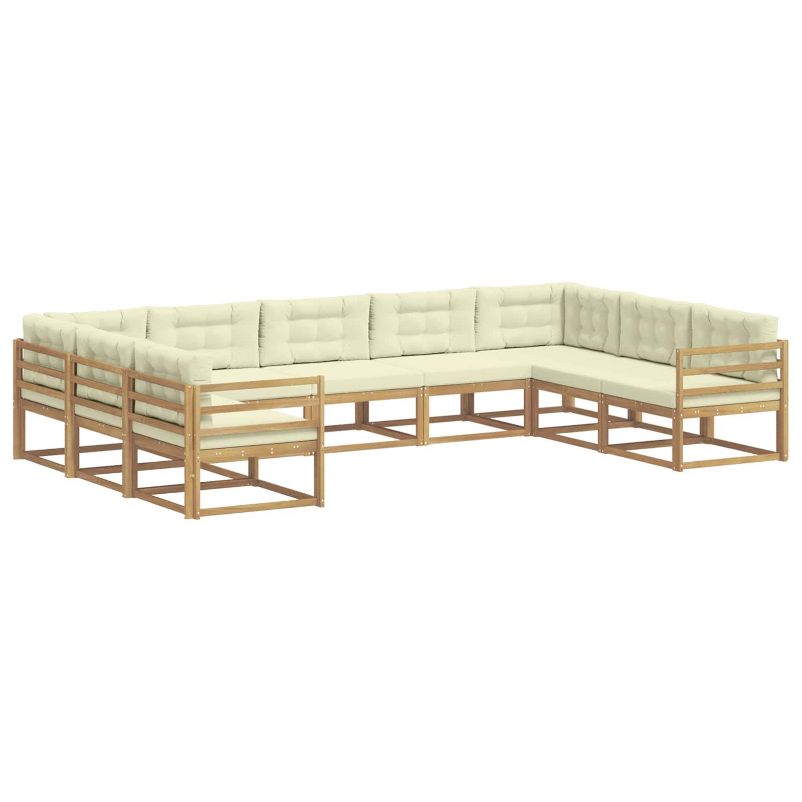 vidaXL Outdoor-Sofagarnitur mit Kissen 9 pcs Weiß und Creme