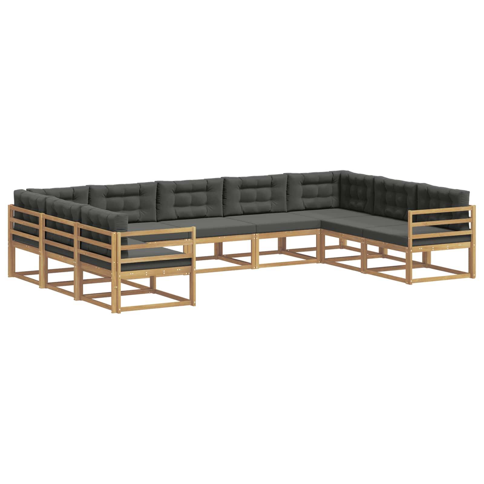 vidaXL Outdoor-Sofagarnitur mit Kissen 9 pcs Weiß und Anthrazit