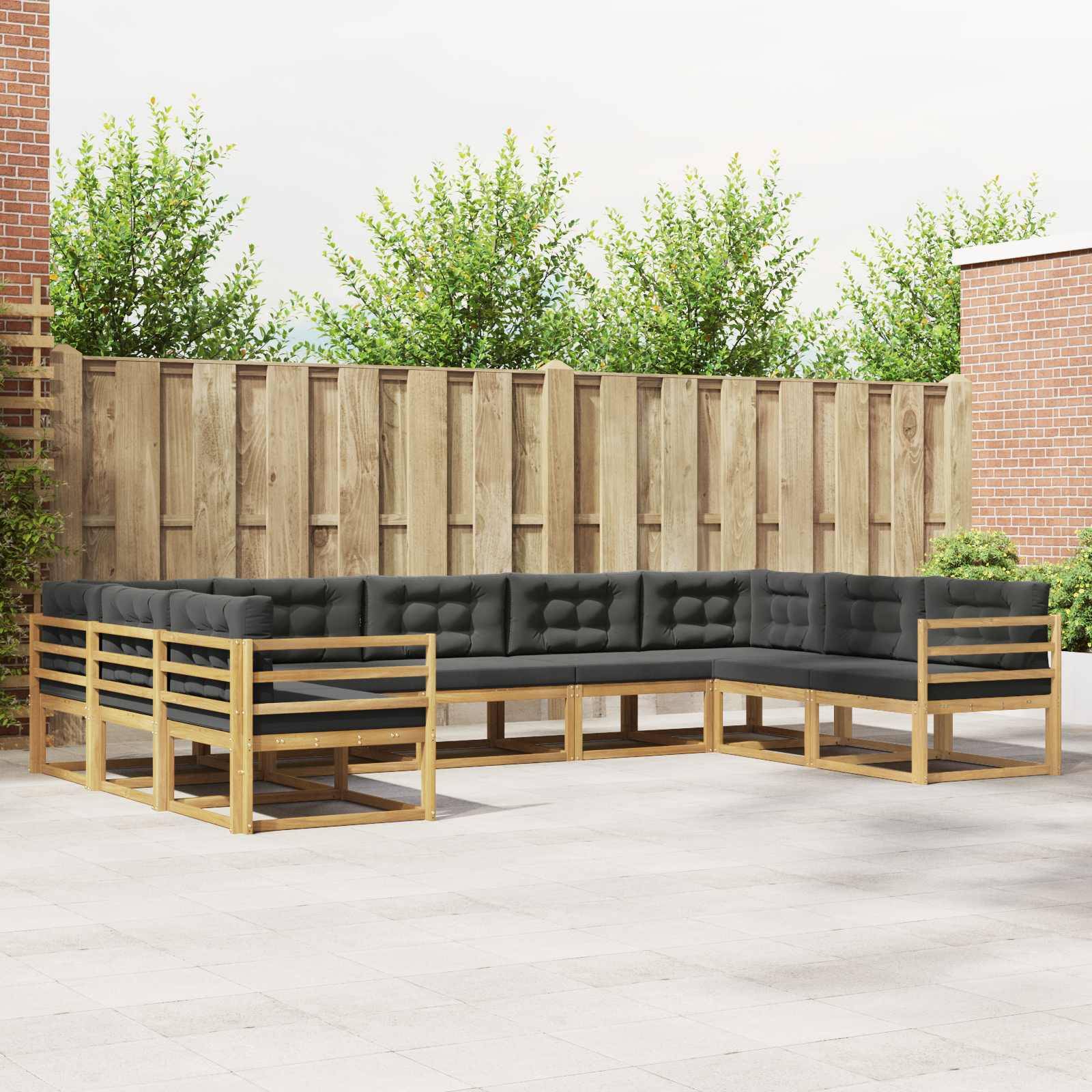 vidaXL Outdoor-Sofagarnitur mit Kissen 9 pcs Weiß und Anthrazit