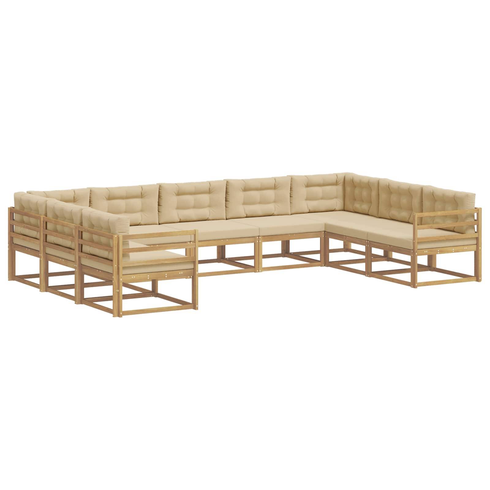 vidaXL Outdoor-Sofagarnitur mit Kissen 9 pcs Weiß und Beige