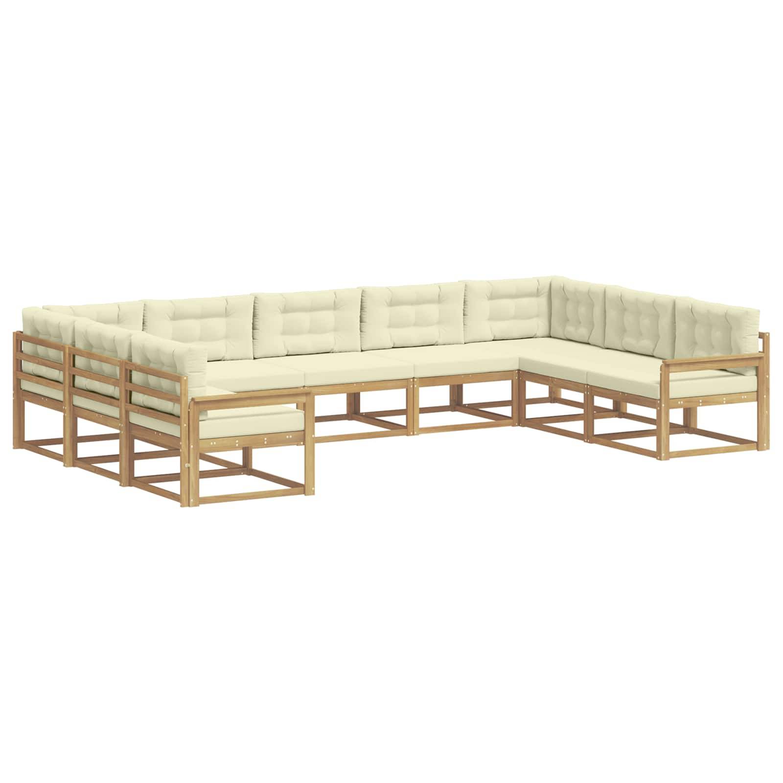 vidaXL Outdoor-Sofagarnitur mit Kissen 9 pcs Weiß und Creme