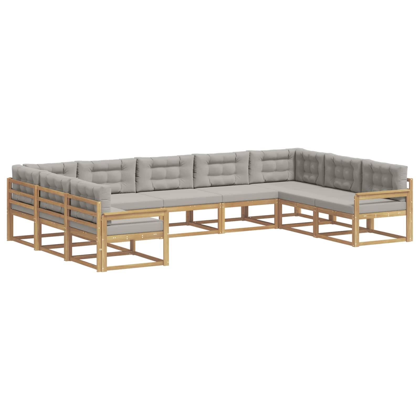 vidaXL Outdoor-Sofagarnitur mit Kissen 9 pcs Weiß und Hellgrau