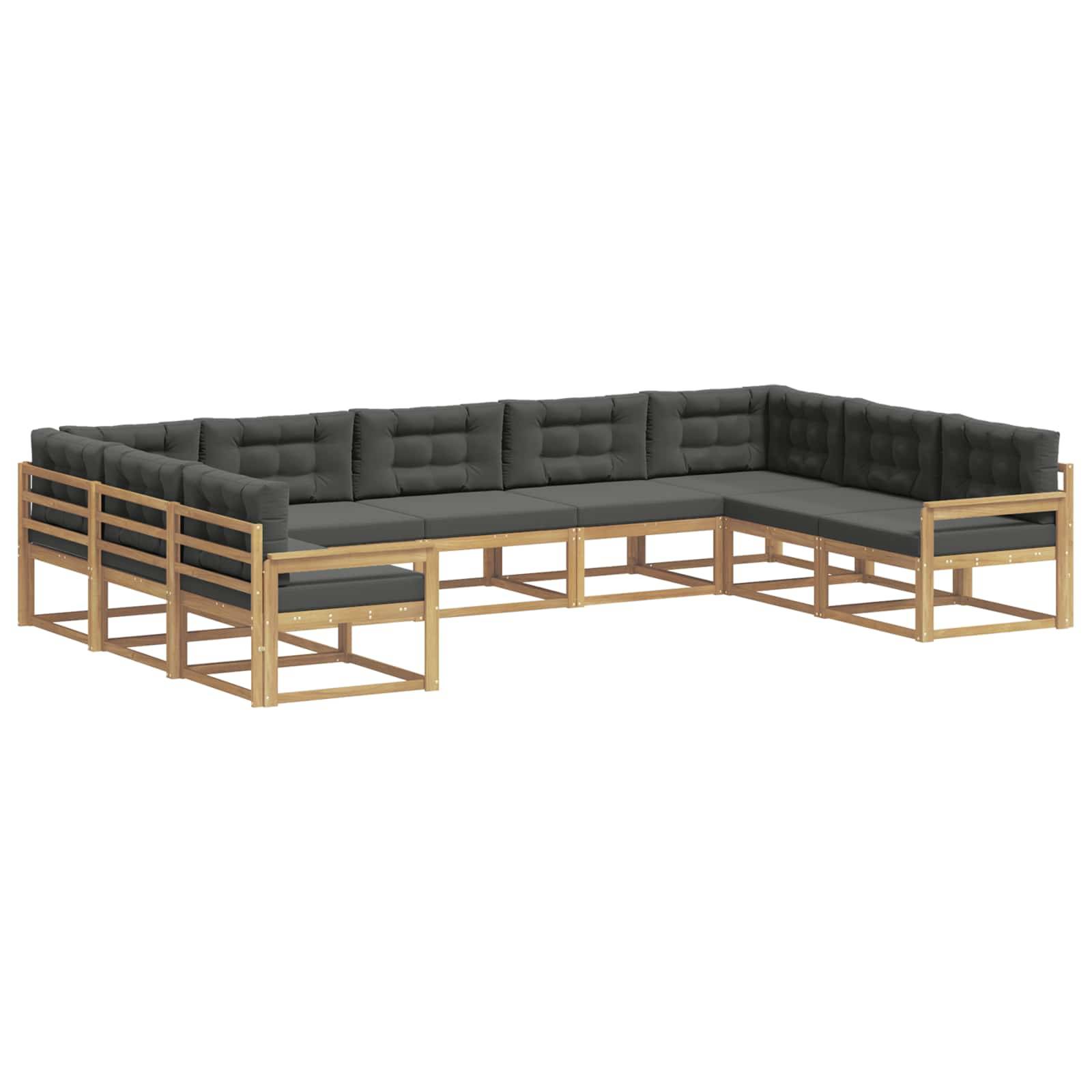 vidaXL Outdoor-Sofagarnitur mit Kissen 9 pcs Weiß und Anthrazit
