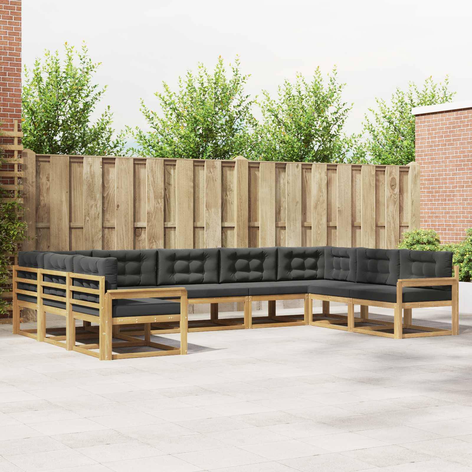 vidaXL Outdoor-Sofagarnitur mit Kissen 9 pcs Weiß und Anthrazit