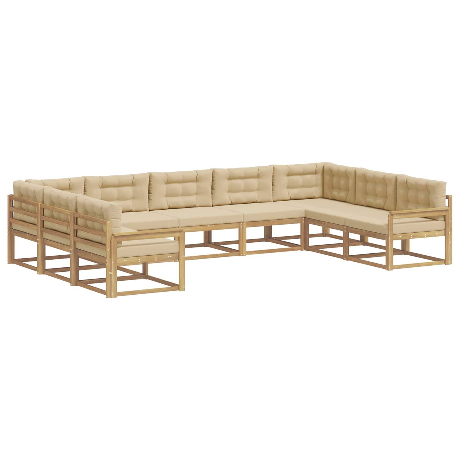 vidaXL Outdoor-Sofagarnitur mit Kissen 9 pcs Weiß und Beige