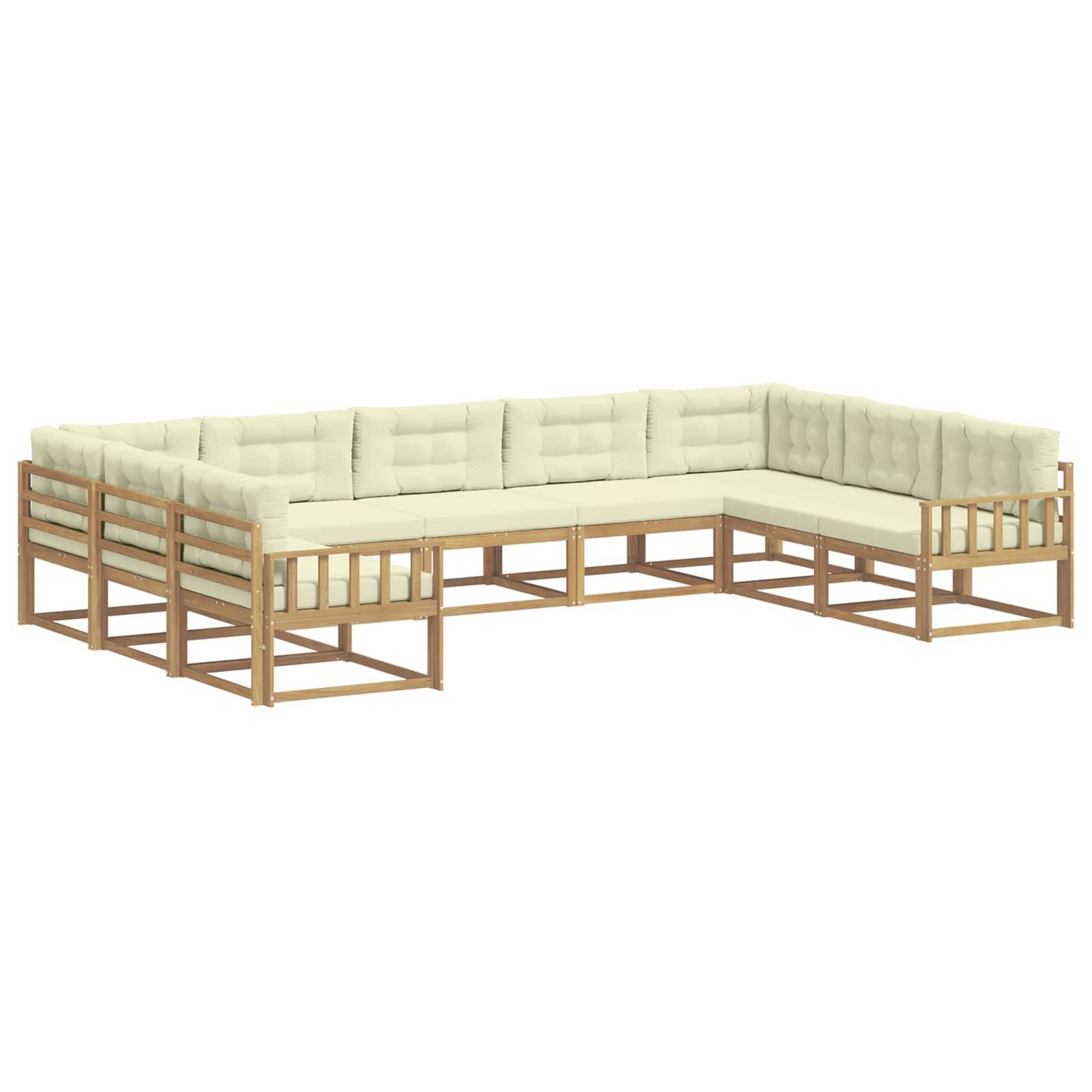 vidaXL Outdoor-Sofagarnitur mit Kissen 9 pcs Weiß und Creme