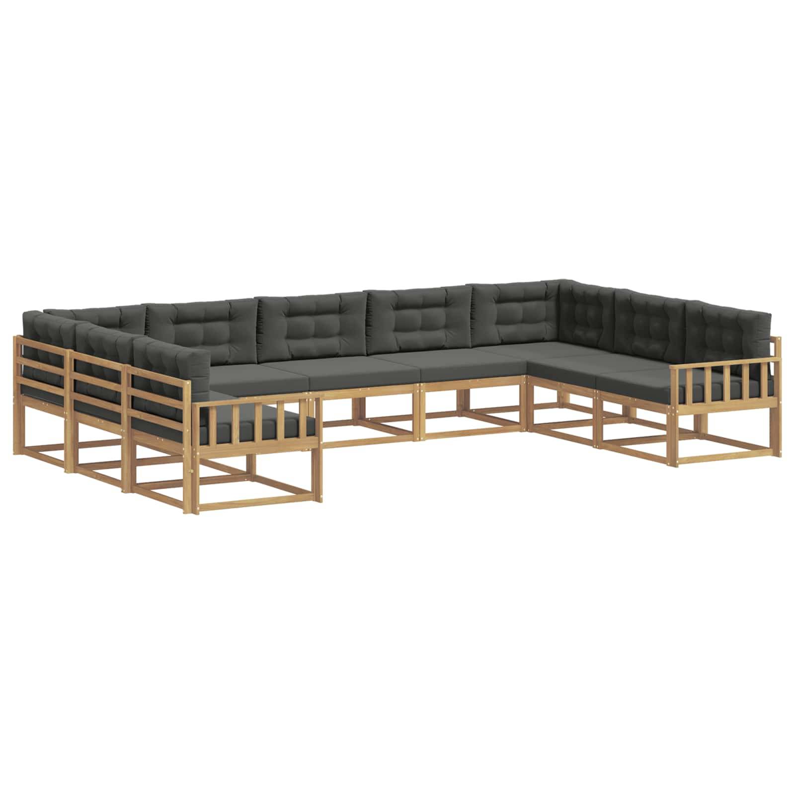 vidaXL Outdoor-Sofagarnitur mit Kissen 9 pcs Weiß und Anthrazit