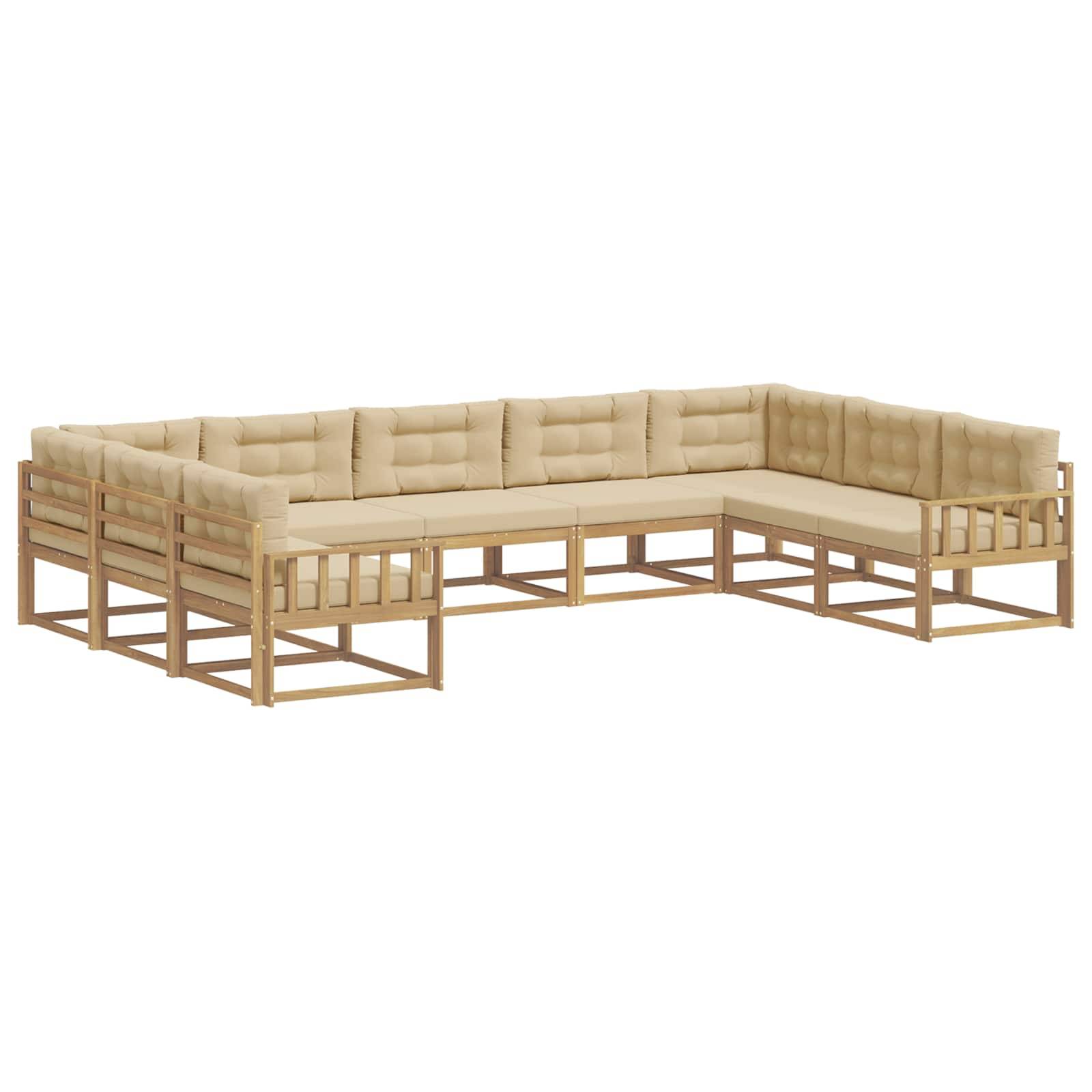 vidaXL Outdoor-Sofagarnitur mit Kissen 9 pcs Weiß und Beige
