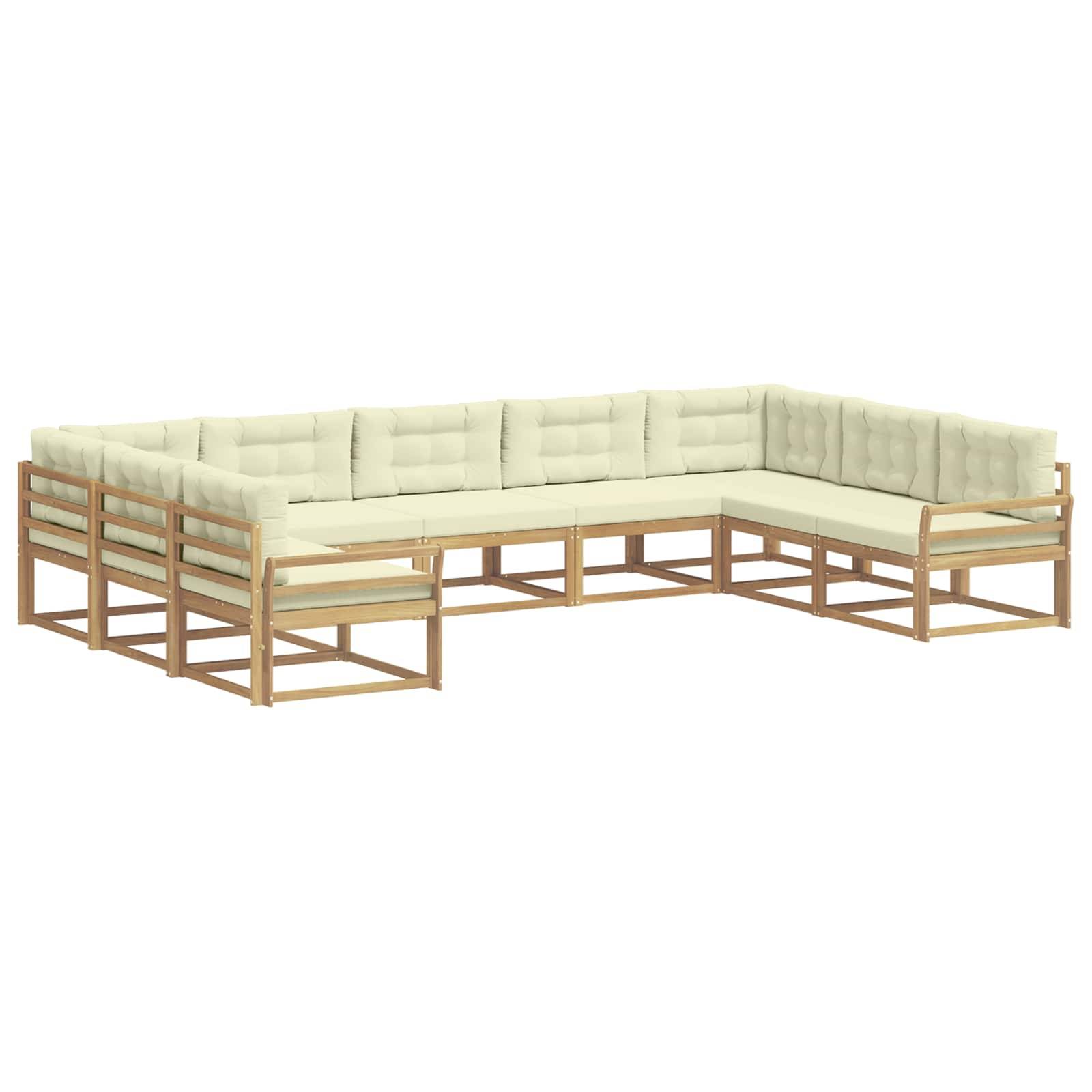 vidaXL Outdoor-Sofagarnitur mit Kissen 9 pcs Weiß und Creme