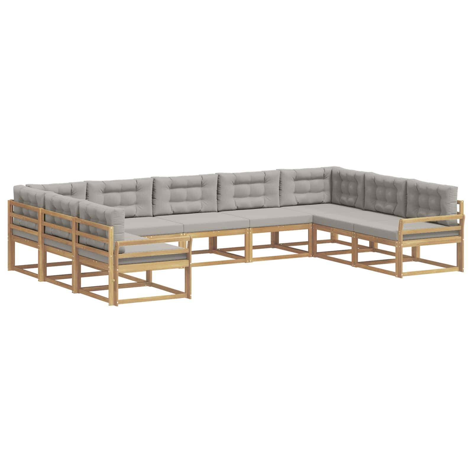 vidaXL Outdoor-Sofagarnitur mit Kissen 9 pcs Weiß und Hellgrau