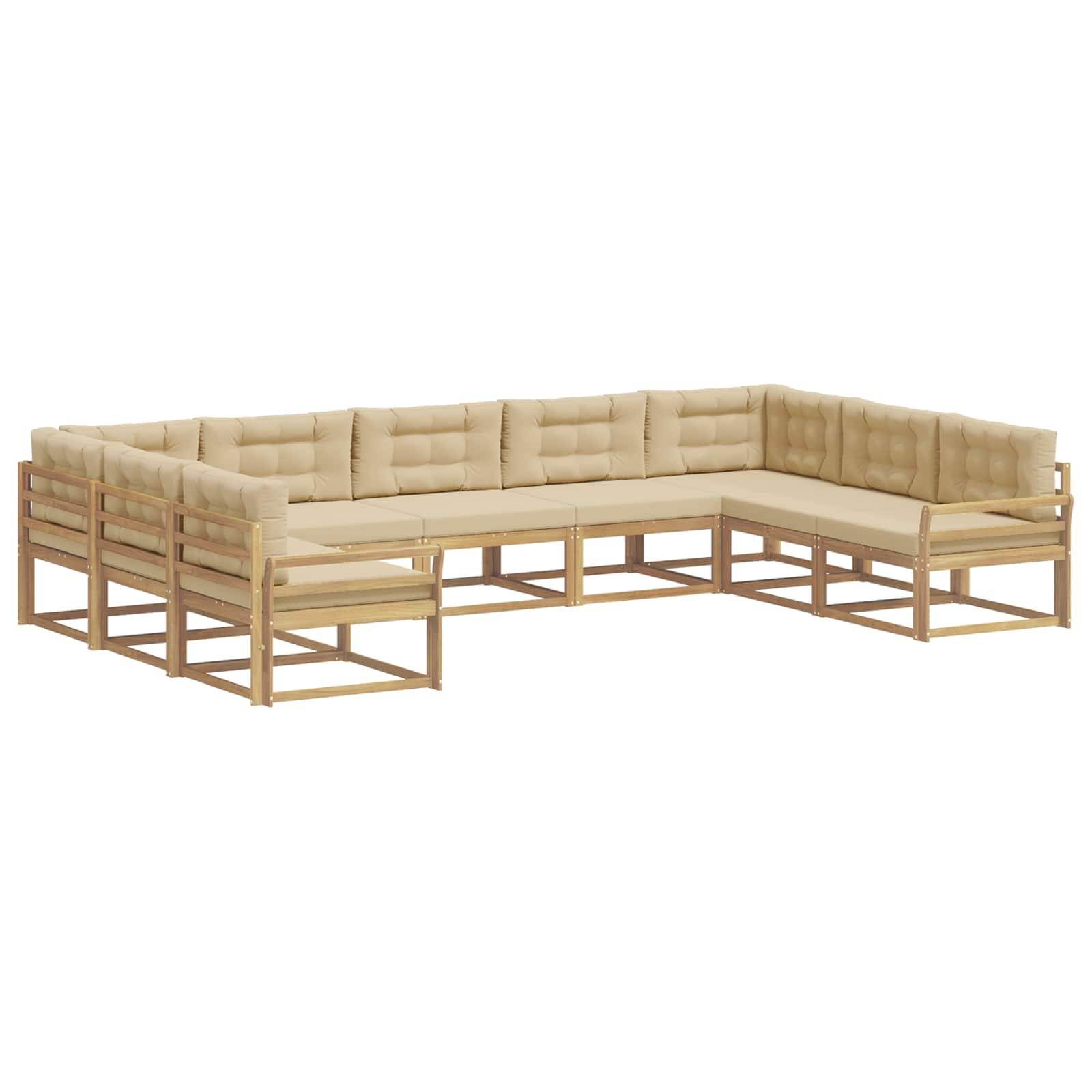 vidaXL Outdoor-Sofagarnitur mit Kissen 9 pcs Weiß und Beige