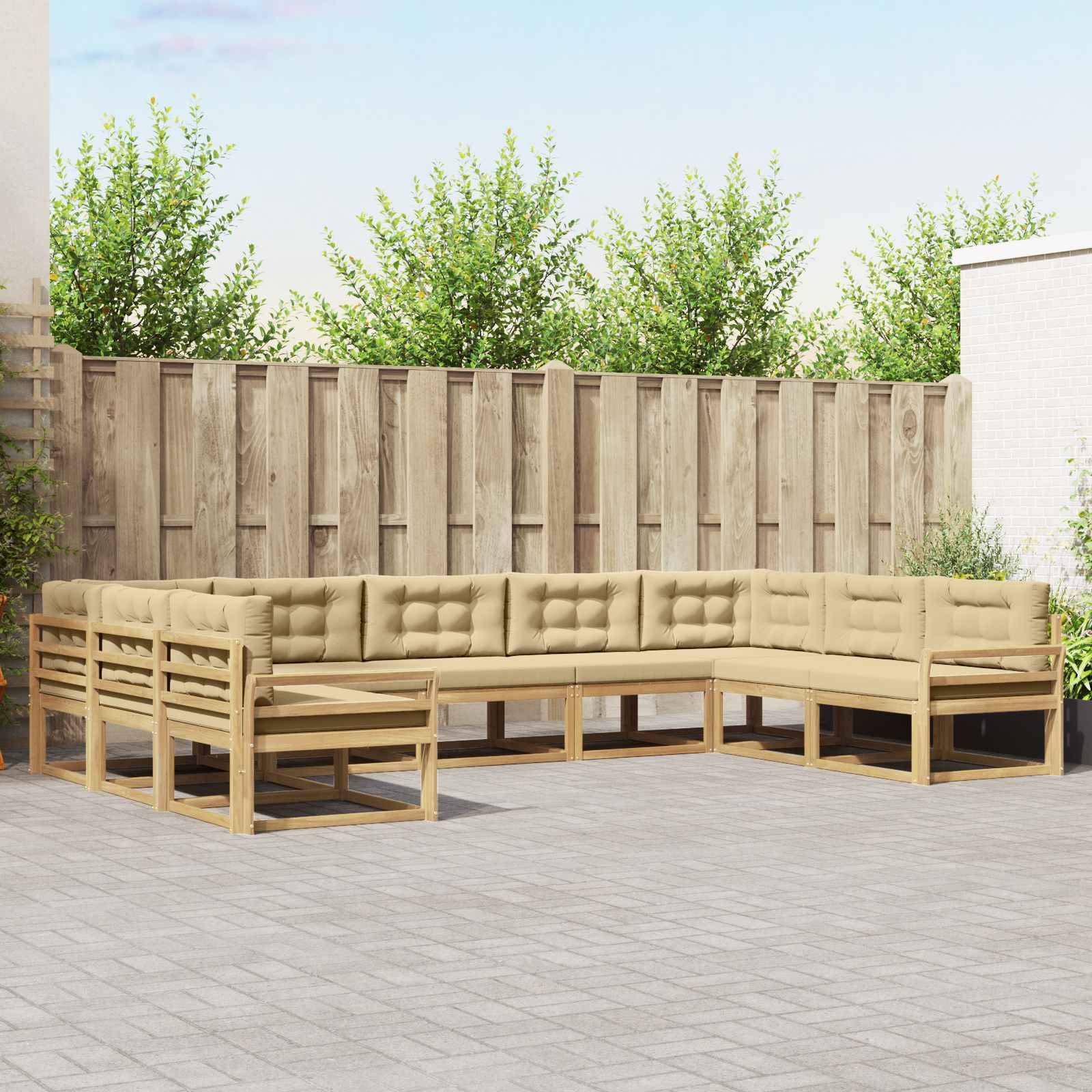 vidaXL Outdoor-Sofagarnitur mit Kissen 9 pcs Weiß und Beige