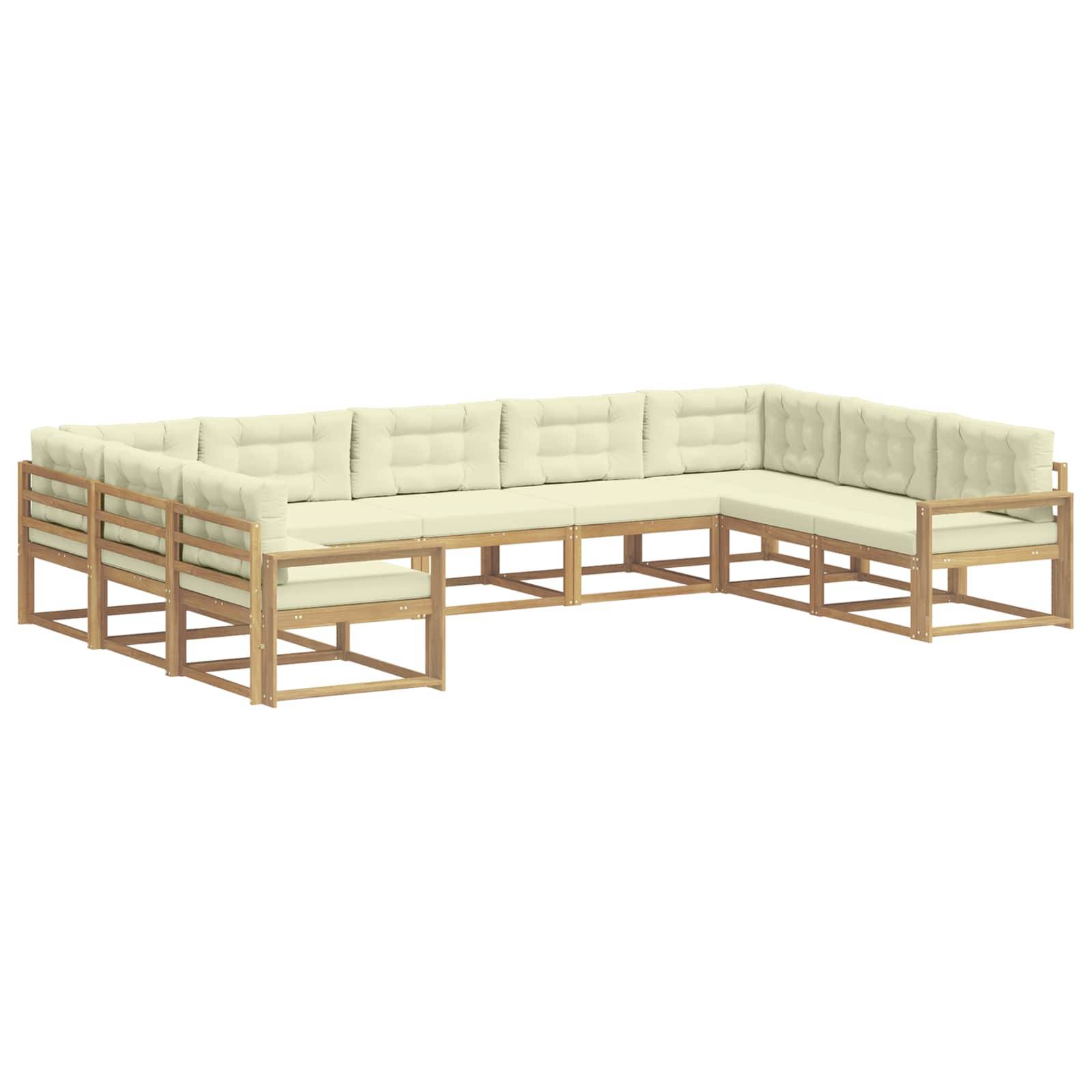 vidaXL Outdoor-Sofagarnitur mit Kissen 9 pcs Weiß und Creme