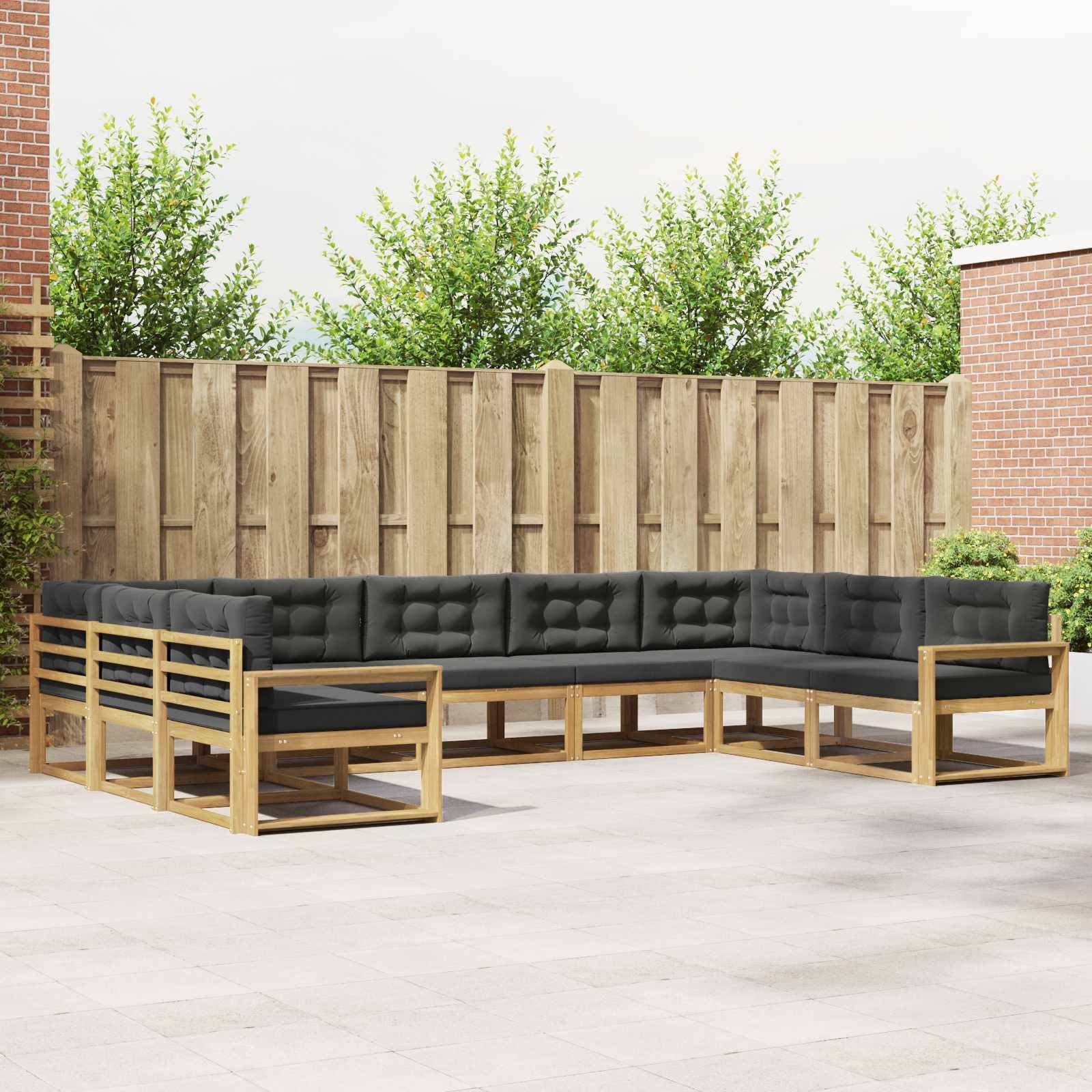 vidaXL Outdoor-Sofagarnitur mit Kissen 9 pcs Weiß und Anthrazit