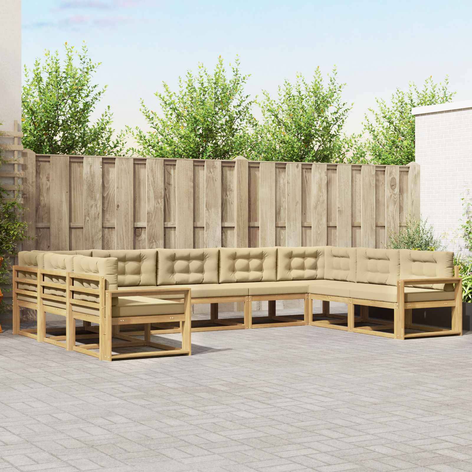 vidaXL Outdoor-Sofagarnitur mit Kissen 9 pcs Weiß und Beige