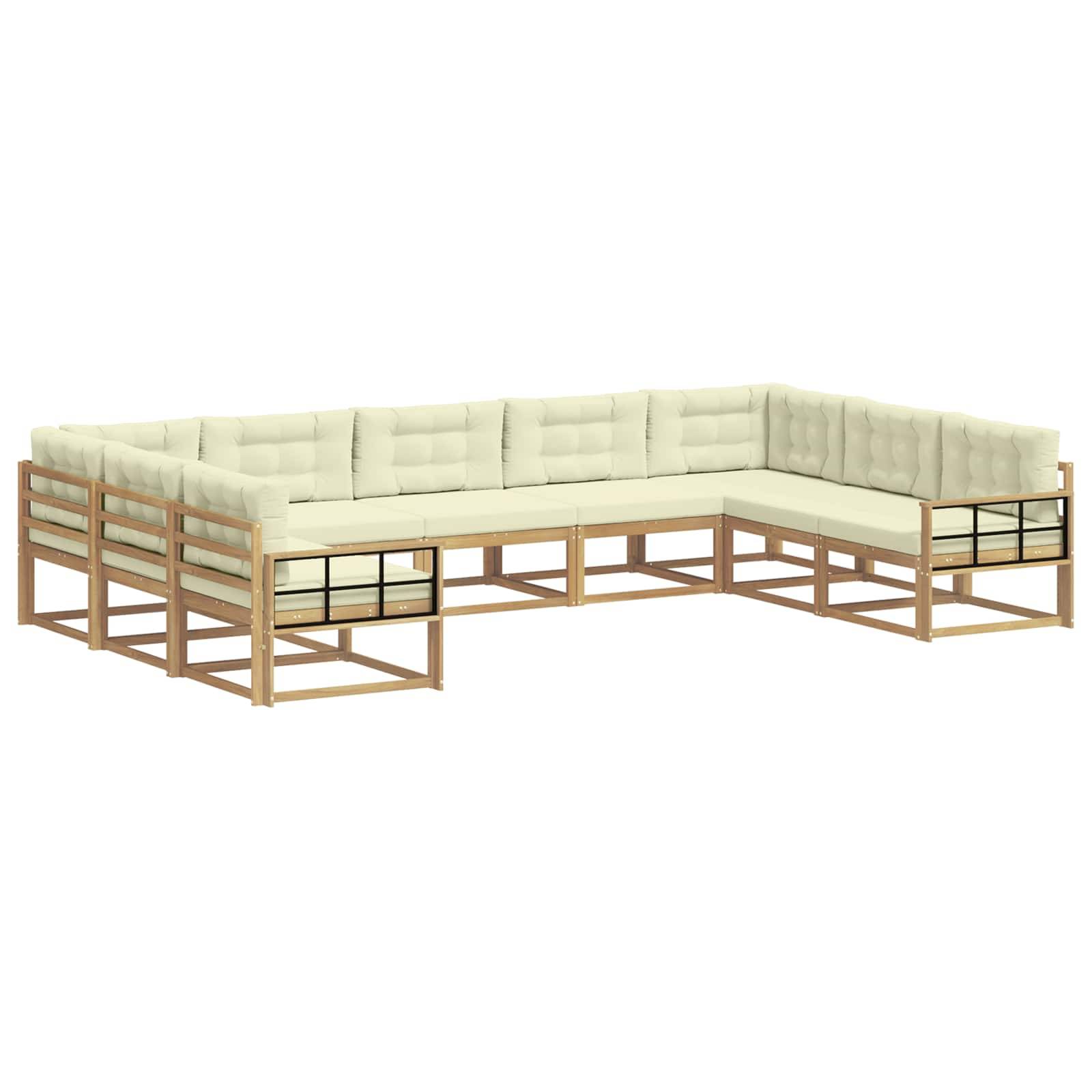 vidaXL Outdoor-Sofagarnitur mit Kissen 9 pcs Weiß und Creme