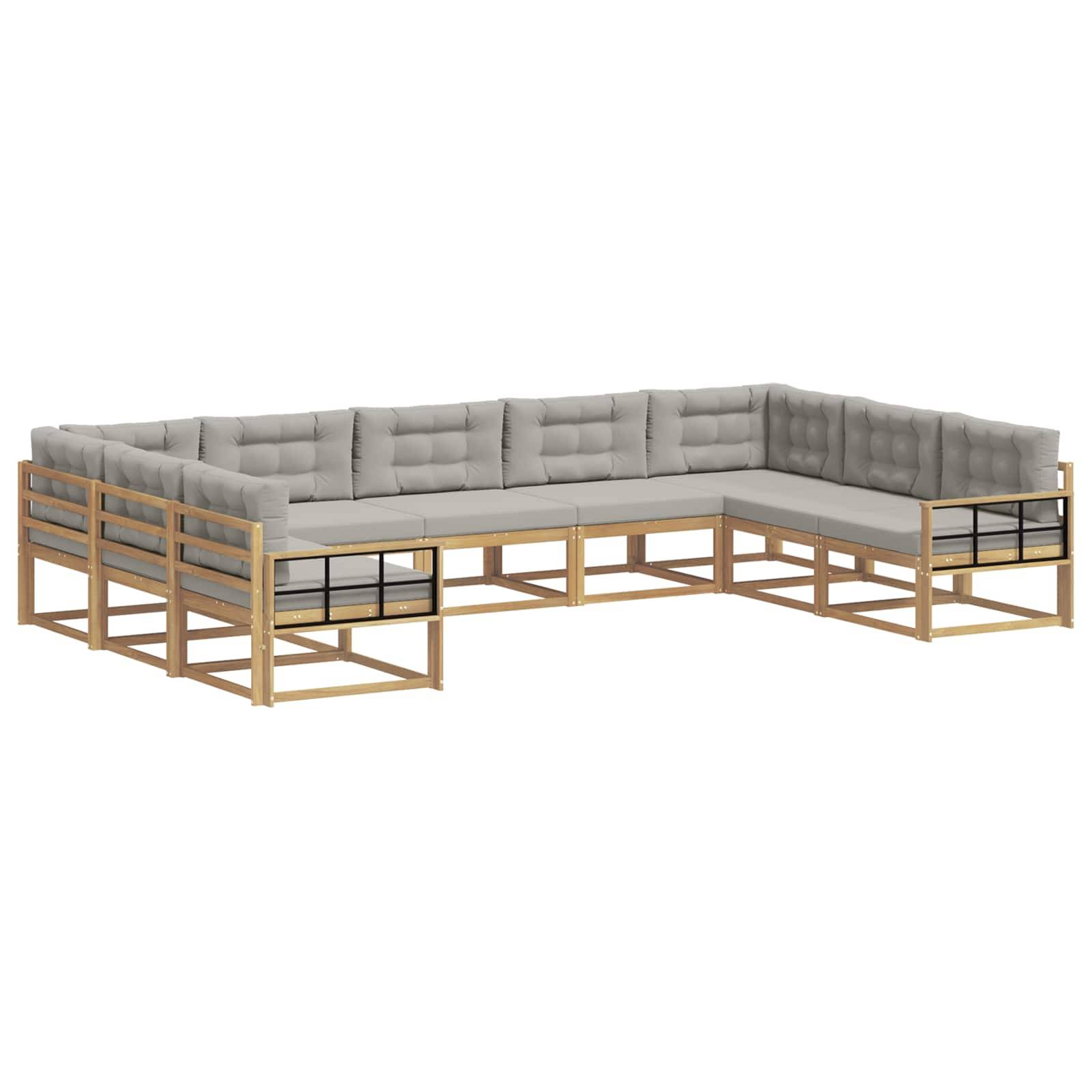 vidaXL Outdoor-Sofagarnitur mit Kissen 9 pcs Weiß und Hellgrau