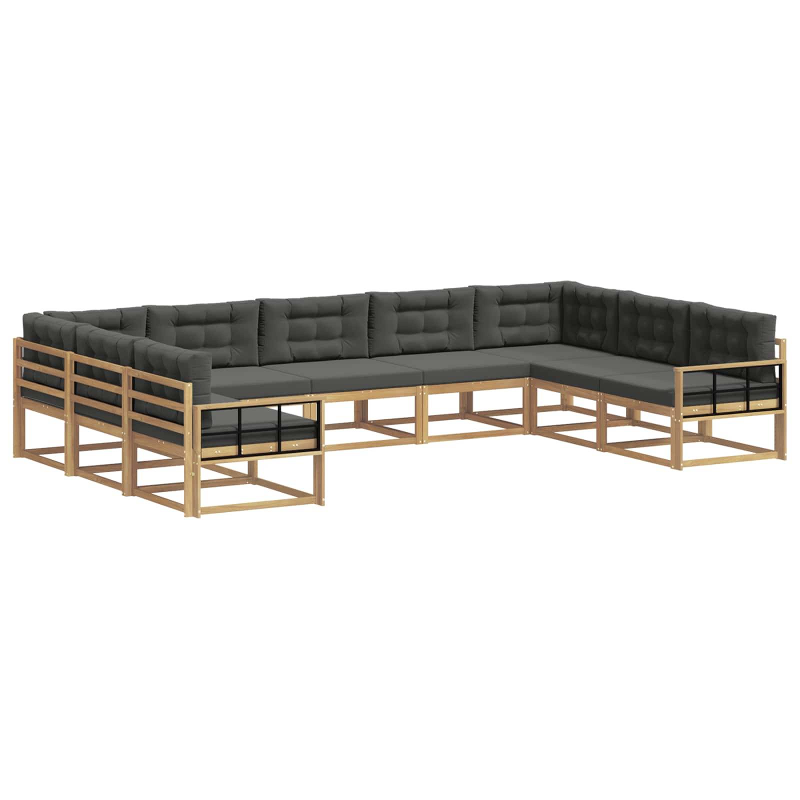 vidaXL Outdoor-Sofagarnitur mit Kissen 9 pcs Weiß und Anthrazit