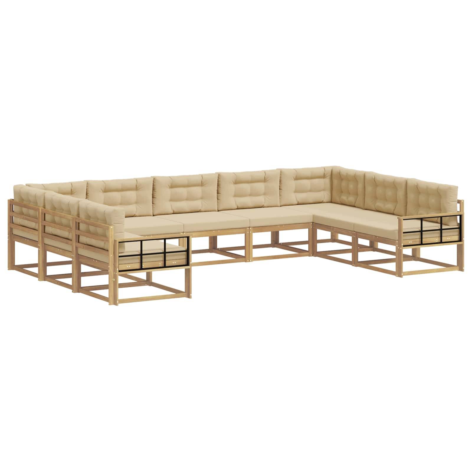 vidaXL Outdoor-Sofagarnitur mit Kissen 9 pcs Weiß und Beige