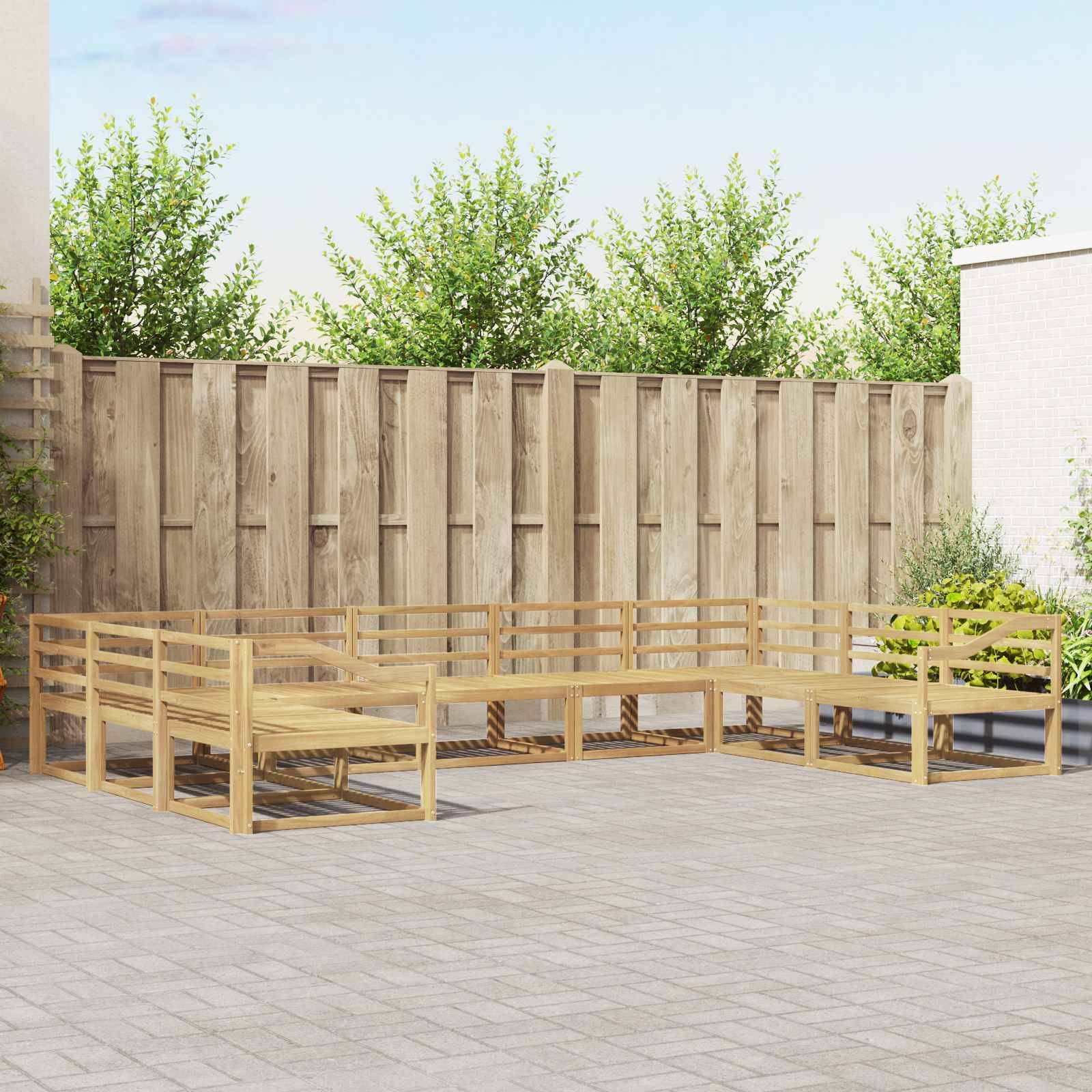 vidaXL Outdoor-Sofagarnitur 9 pcs Weiß 404 x 245,5 x 73 cm