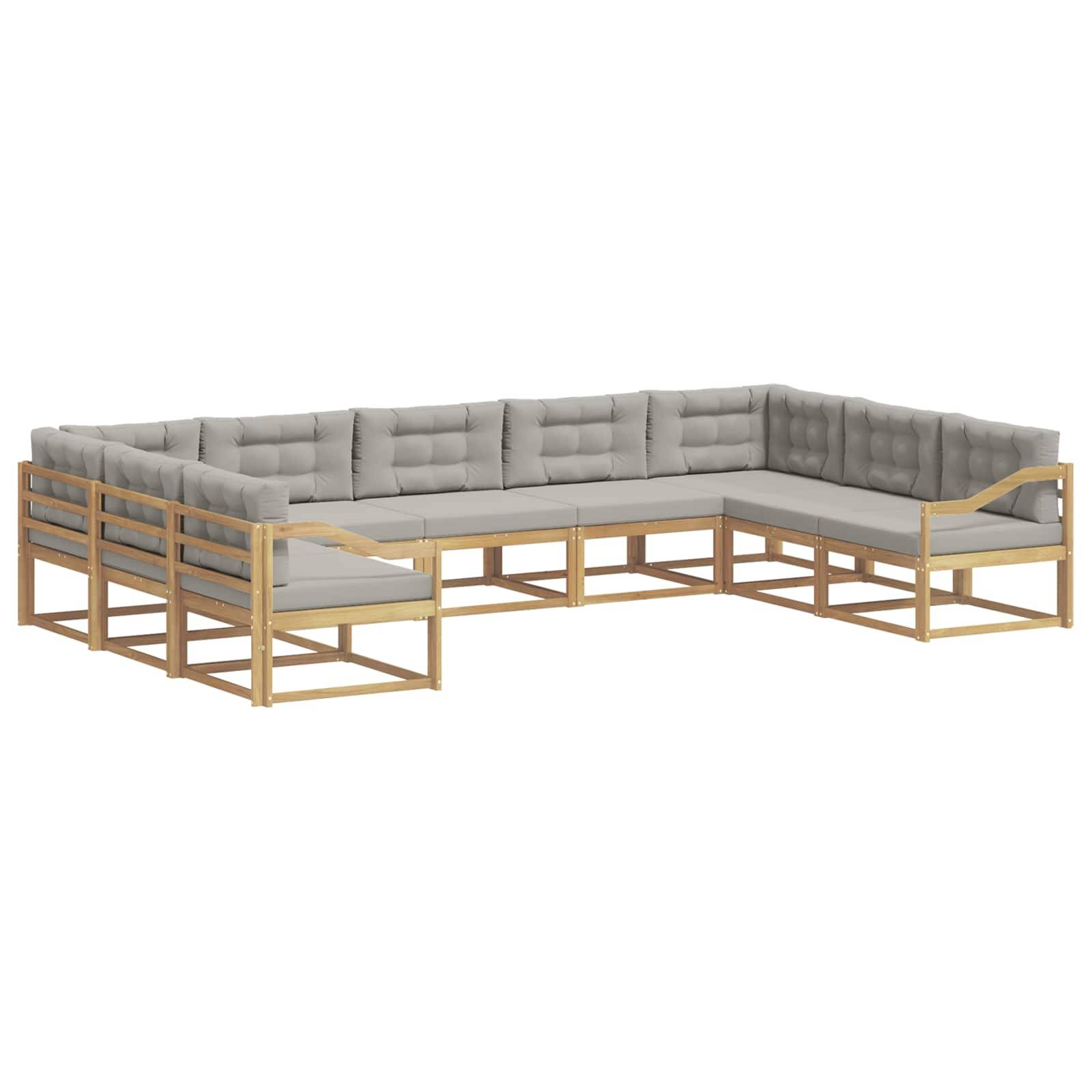 vidaXL Outdoor-Sofagarnitur mit Kissen 9 pcs Weiß und Hellgrau