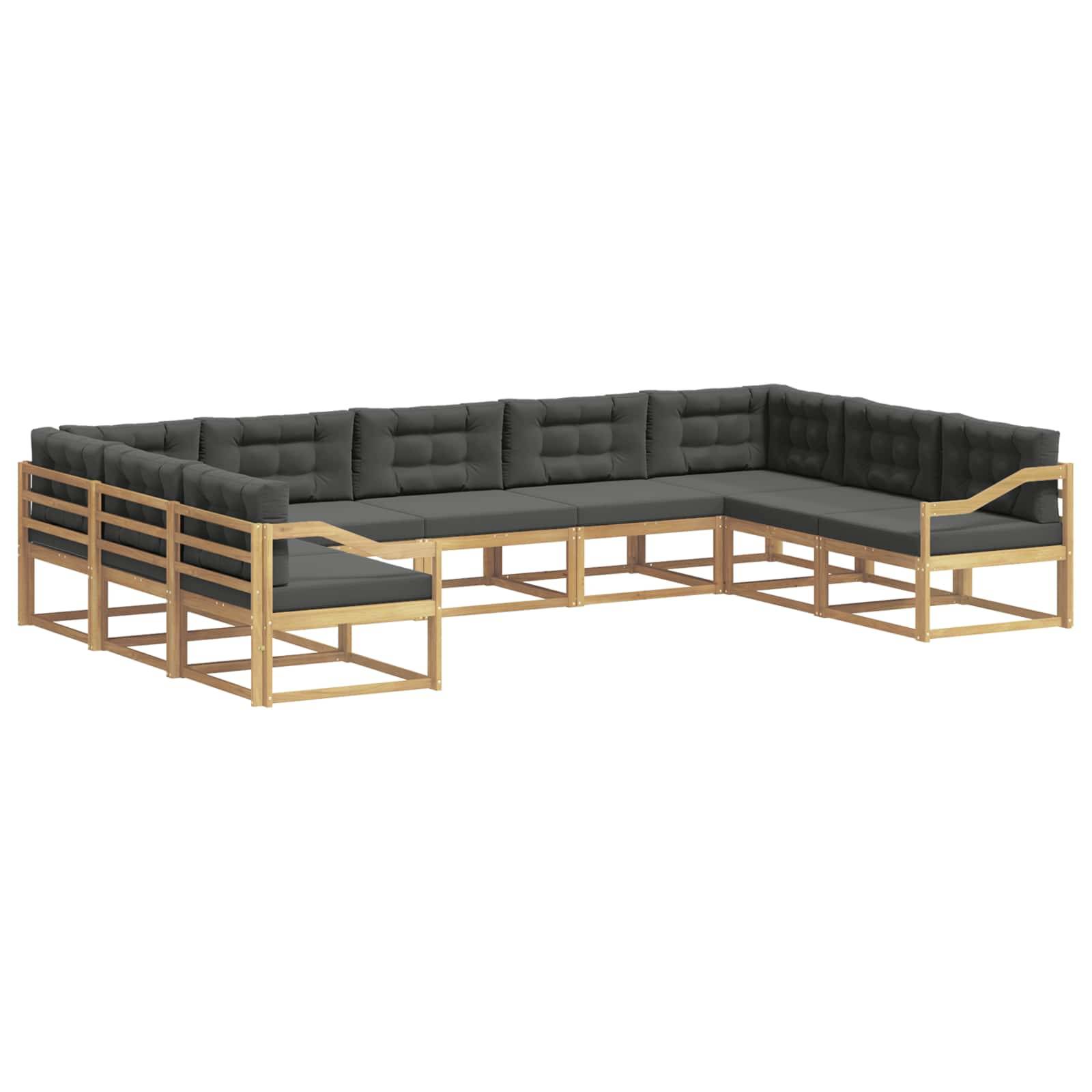 vidaXL Outdoor-Sofagarnitur mit Kissen 9 pcs Weiß und Anthrazit