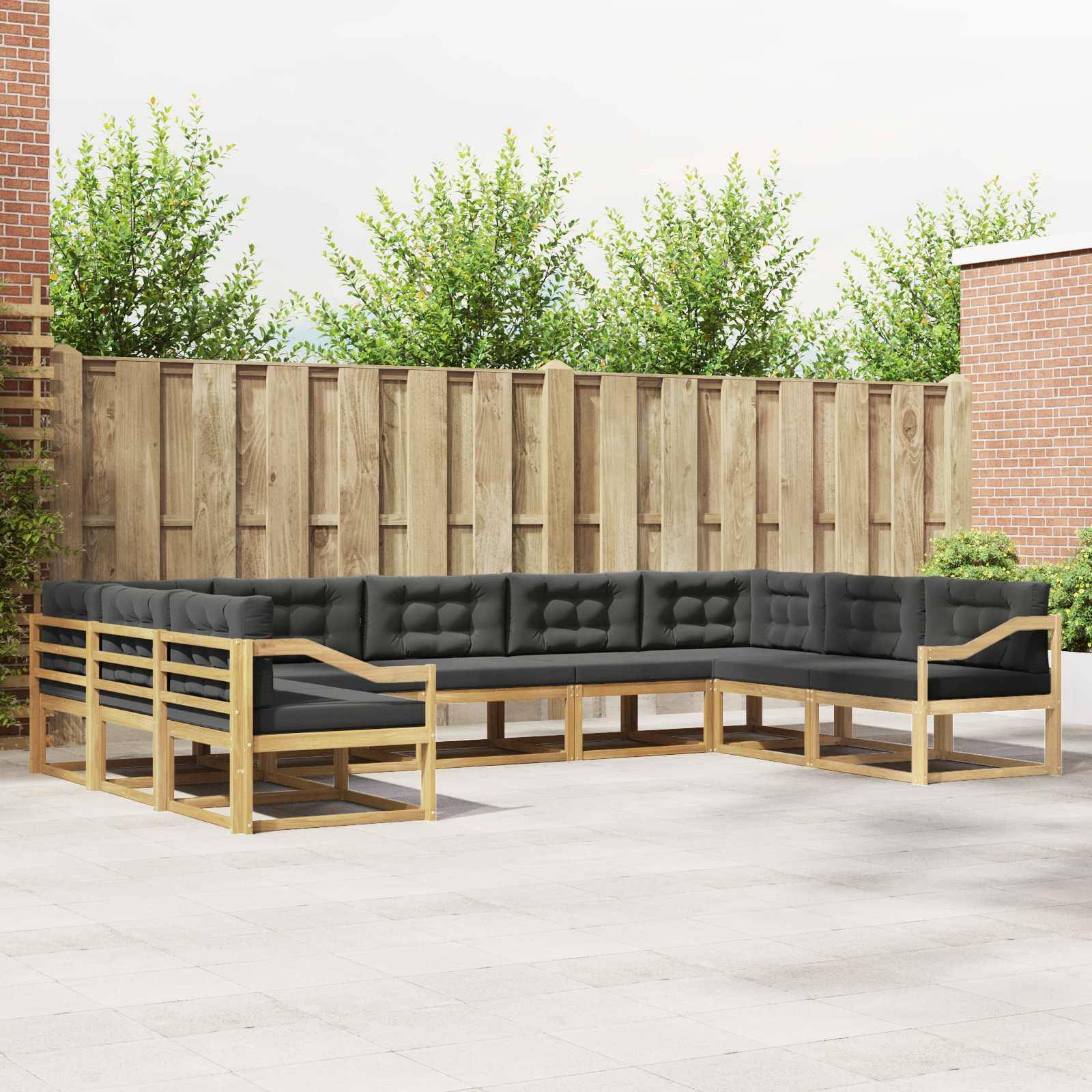 vidaXL Outdoor-Sofagarnitur mit Kissen 9 pcs Weiß und Anthrazit