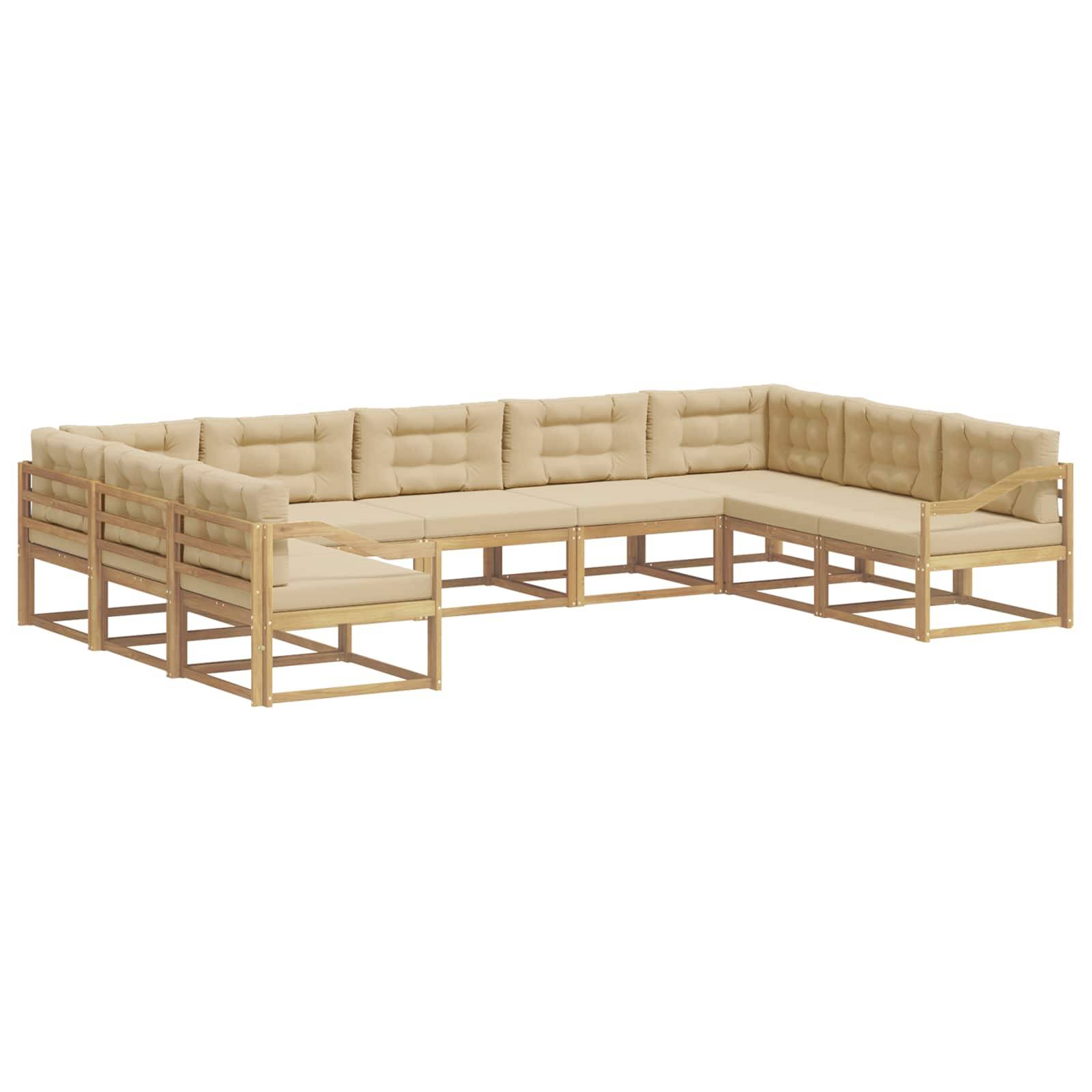 vidaXL Outdoor-Sofagarnitur mit Kissen 9 pcs Weiß und Beige
