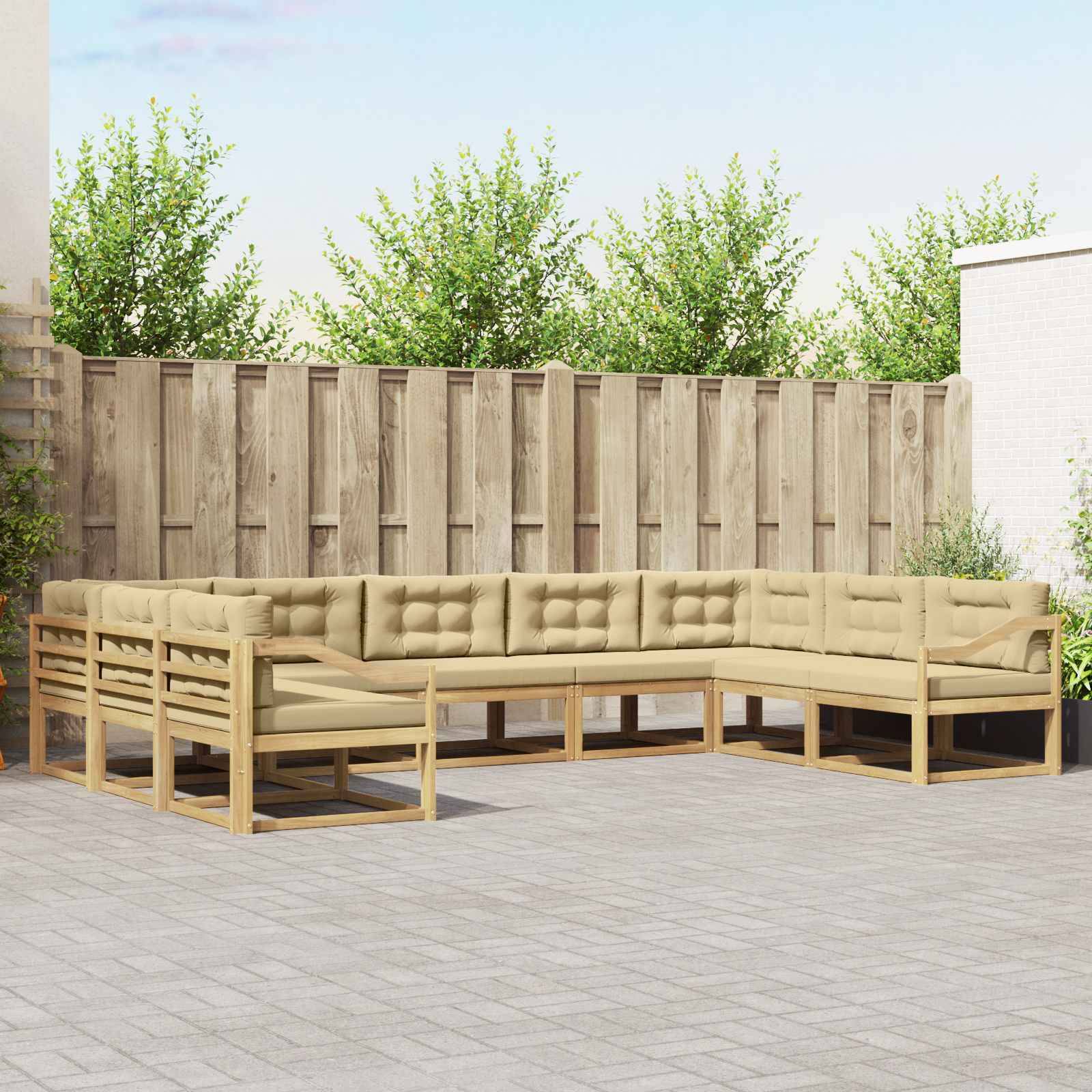 vidaXL Outdoor-Sofagarnitur mit Kissen 9 pcs Weiß und Beige